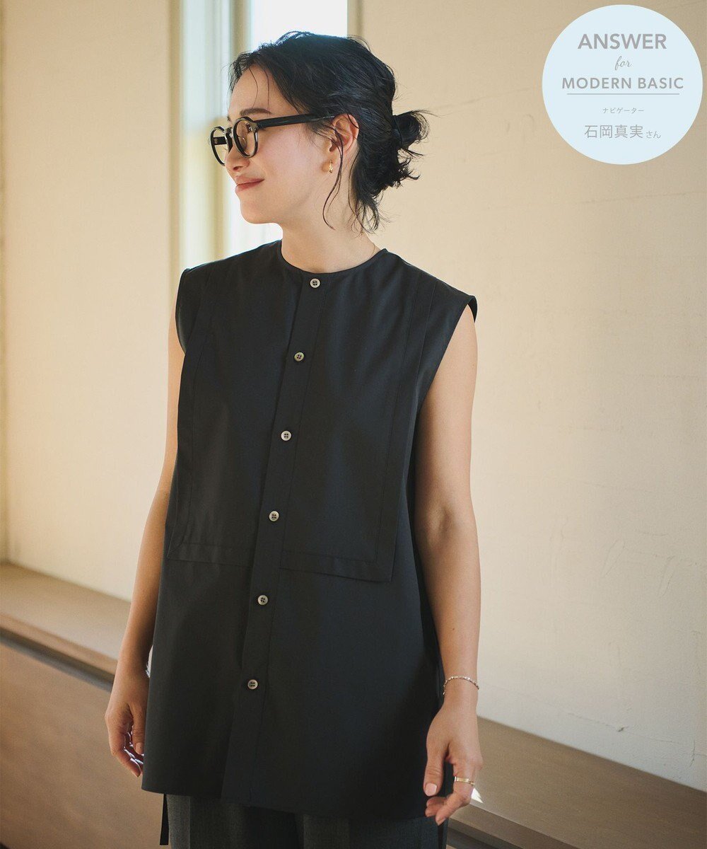 【ハッシュニュアンス/#Newans】の【ANSWER for モダンベーシック】ビブヨークデザインブラウス インテリア・キッズ・メンズ・レディースファッション・服の通販 founy(ファニー) ファッション Fashion レディースファッション Fashion for Women トップス・カットソー Cut & Sew Tops シャツ・ブラウス・オフィスカジュアル Elegant Blouses & Button-Ups ギャザー Gathered, Ruffled コンパクト Compact, Small Size スマート Smart, Elegant ベーシック Basic, Essential ボトム Bottoms, Lower Wear モダン Modern, Contemporary ヨーク Yoke, Yoke Design リボン Ribbon, Bow 夏 Summer 春 Spring S/S・春夏 SS, Spring/Summer, Warm Season 洗える Machine Washable ブラック系|ID: prp329100004751269 ipo3291000000034355308