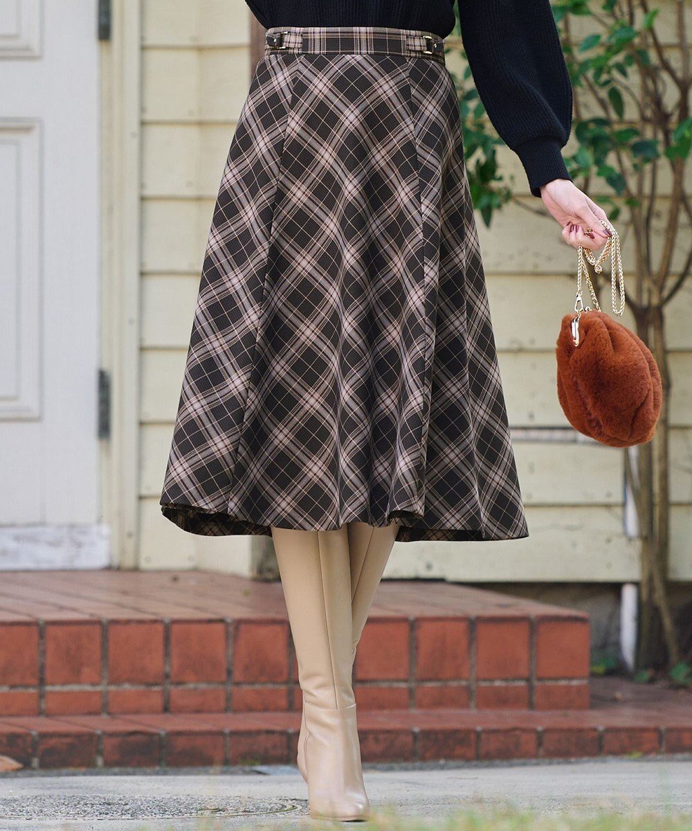 【エニィ スィス/any SiS】の【洗える】ベルトポイントフレア スカート インテリア・キッズ・メンズ・レディースファッション・服の通販 founy(ファニー) ファッション Fashion レディースファッション Fashion for Women スカート Skirts Aライン・フレアスカート A-Line & Flared Skirts ベルト&ウエストマーク Belts & Waist Accessories クラシカル Classical, Vintage-Inspired シンプル Simple, Minimal チェック Check, Plaid, Tartan ツイード Twill, Twill Weave フレア Flare, Flared ミックス Mix, Mixed Style モノトーン Monotone, Black and White 洗える Machine Washable A/W・秋冬 Autumn/Winter ブラウン系チェック|ID: prp329100004751274 ipo3291000000034355400