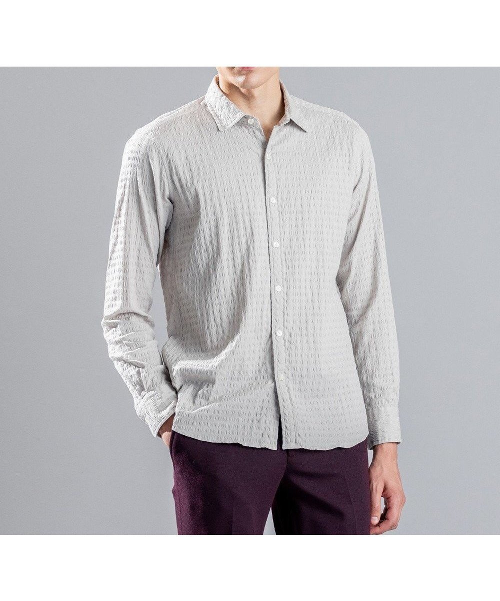 【ジョゼフ オム/JOSEPH HOMME / MEN】のトリックジャガード レギュラーカラーシャツ インテリア・キッズ・メンズ・レディースファッション・服の通販 founy(ファニー) ファッション Fashion メンズファッション Fashion for Men トップス・カットソー Cut & Sew Tops メンズシャツ Shirts サッカー Seersucker, Summer Fabric サテン Satin, Glossy Fabric シェイプ Shape, Slim Fit シンプル Simple, Minimal ハウンドトゥース Houndstooth, Dogtooth Check A/W・秋冬 Autumn/Winter 長袖 Long Sleeve, Full Sleeve 雑誌 Magazine, Fashion Magazine アイボリー系|ID: prp329100004752004 ipo3291000000034364651
