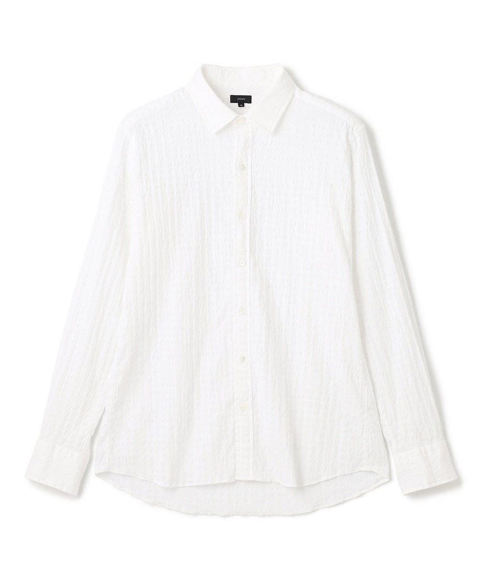 【ジョゼフ オム/JOSEPH HOMME / MEN】のトリックジャガード レギュラーカラーシャツ インテリア・キッズ・メンズ・レディースファッション・服の通販 founy(ファニー) ファッション Fashion メンズファッション Fashion for Men トップス・カットソー Cut & Sew Tops メンズシャツ Shirts サッカー Seersucker, Summer Fabric サテン Satin, Glossy Fabric シェイプ Shape, Slim Fit シンプル Simple, Minimal ハウンドトゥース Houndstooth, Dogtooth Check A/W・秋冬 Autumn/Winter 長袖 Long Sleeve, Full Sleeve 雑誌 Magazine, Fashion Magazine ホワイト系|ID: prp329100004752004 ipo3291000000034364653