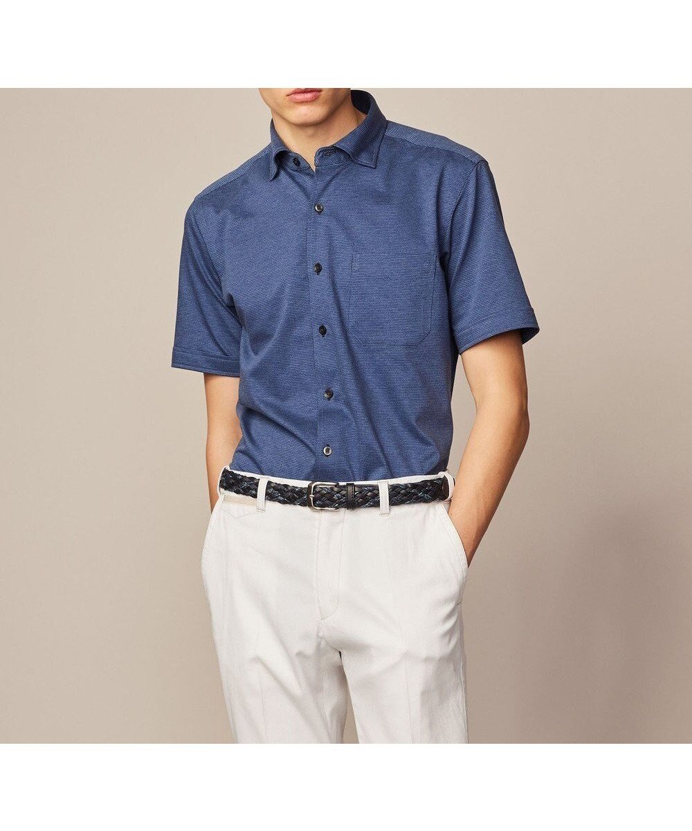 【ジョセフ アブード/JOSEPH ABBOUD / MEN】の【快適な着心地/イージーケア】コンパクトジャージースクエアジャガート 半袖 シャツ インテリア・キッズ・メンズ・レディースファッション・服の通販 founy(ファニー) ファッション Fashion メンズファッション Fashion for Men トップス・カットソー Cut & Sew Tops メンズシャツ Shirts ストレッチ Stretch, Stretchy Fabric エレガント 上品 Elegant 半袖 Short Sleeve, Half Sleeve 夏 Summer 春 Spring S/S・春夏 SS, Spring/Summer, Warm Season 無地 Plain, Solid Color 羽織 Haori, Light Jacket サックスブルー系7|ID: prp329100004752018 ipo3291000000034364758