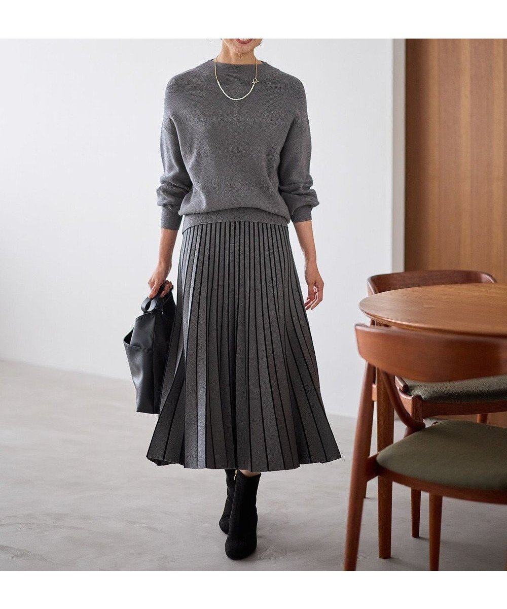 【エニー/ANY】の【洗濯機可/ウエストゴム】ニットセットアップⅡ インテリア・キッズ・メンズ・レディースファッション・服の通販 founy(ファニー) ファッション Fashion レディースファッション Fashion for Women トップス・カットソー Cut & Sew Tops ニット Knit Tops & Sweaters セットアップ Matching Sets レディーストップス・ブラウス Tops & Blouses / Assorted Women's Tops なめらか Smooth, Silky Texture ストライプ Stripe, Striped Pattern セットアップ Set-Up, Coordinated Outfit セーター Sweater, Knitwear フレア Flare, Flared ボトルネック Bottle Neck, Mock Neck ラウンド Round, Round Neck 畦 Ribbed Knit A/W・秋冬 Autumn/Winter チャコール|ID: prp329100004752023 ipo3291000000034364912