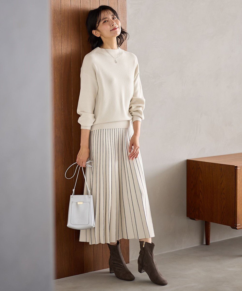 【エニー/ANY】の【洗濯機可/ウエストゴム】ニットセットアップⅡ インテリア・キッズ・メンズ・レディースファッション・服の通販 founy(ファニー) ファッション Fashion レディースファッション Fashion for Women トップス・カットソー Cut & Sew Tops ニット Knit Tops & Sweaters セットアップ Matching Sets レディーストップス・ブラウス Tops & Blouses / Assorted Women's Tops なめらか Smooth, Silky Texture ストライプ Stripe, Striped Pattern セットアップ Set-Up, Coordinated Outfit セーター Sweater, Knitwear フレア Flare, Flared ボトルネック Bottle Neck, Mock Neck ラウンド Round, Round Neck 畦 Ribbed Knit A/W・秋冬 Autumn/Winter エクリュ|ID: prp329100004752023 ipo3291000000034364913