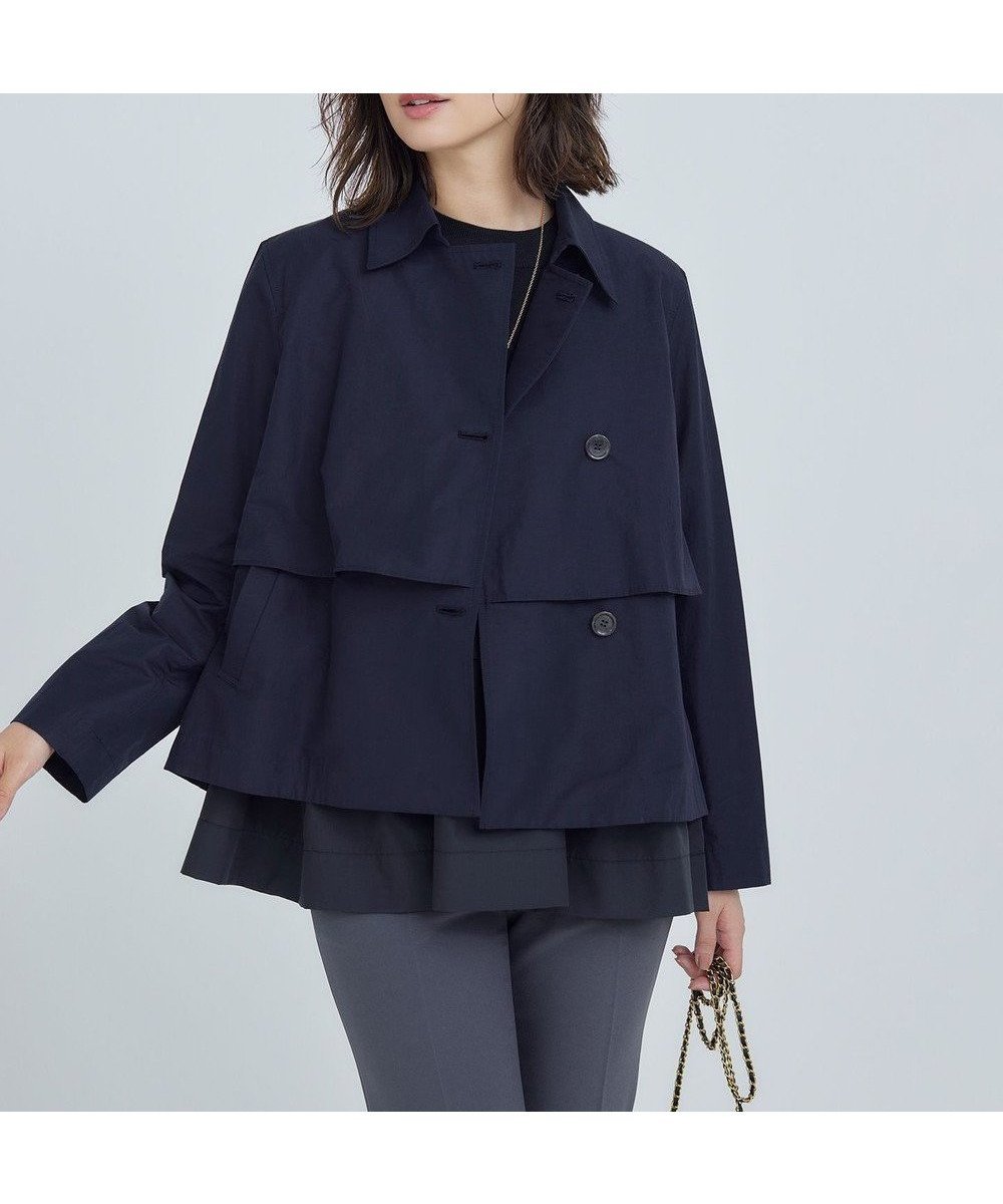 【組曲/KUMIKYOKU】のタイプライター ショートトレンチコート インテリア・キッズ・メンズ・レディースファッション・服の通販 founy(ファニー) 　ファッション　Fashion　レディースファッション　Fashion for Women　アウター　Coat / Outerwear Collection　コート・ロングコート・ピーコート　Long Coats, Peacoats & More　レディースジャケット・軽アウター　Jackets　トレンチコート / 春秋の定番アウター　Trench Coats　コンパクト　Compact, Small Size　ショート　Short, Short Length　シンプル　Simple, Minimal　ジャケット　Jacket, Outerwear　タイプライター　Typewriter Fabric, Crisp Cotton　トレンチ　Trench, Trench Coat　パッチ　Patch, Appliqué　フリル　Frill, Ruffle　ボトム　Bottoms, Lower Wear　ヨーク　Yoke, Yoke Design　A/W・秋冬　Autumn/Winter　エレガント 上品　Elegant　ネイビー系|ID: prp329100004752033 ipo3291000000034365022