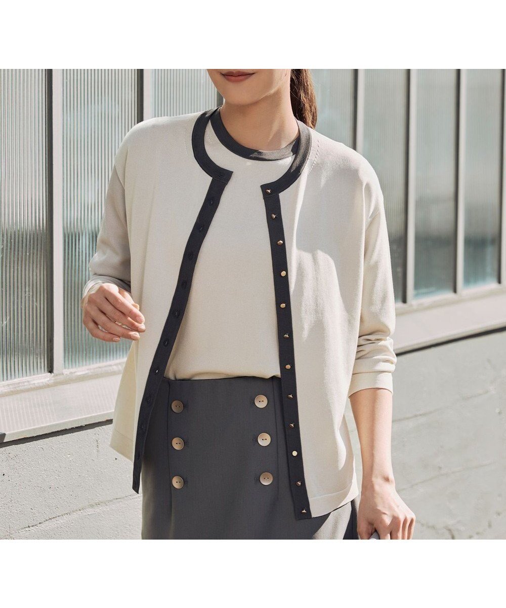 【自由区/JIYU-KU】の【アンサンブル対応・洗える】シャインハイゲージ カーディガン インテリア・キッズ・メンズ・レディースファッション・服の通販 founy(ファニー) 　ファッション　Fashion　レディースファッション　Fashion for Women　トップス・カットソー　Cut & Sew Tops　カーディガン・羽織り　Layered Style Cardigans　アンサンブルニット　Knit Ensembles & Twin Sets　おすすめ　Recommended / Our Picks　アクセサリー　Fashion Accessories　アンサンブル　Ensemble Set　カーディガン　Cardigan, Knitwear　ストレート　Straight, Straight Cut　メタル　Metal, Metal Parts　エレガント 上品　Elegant　夏　Summer　春　Spring　S/S・春夏　SS, Spring/Summer, Warm Season　洗える　Machine Washable　ライトベージュ|ID: prp329100004752034 ipo3291000000034365030