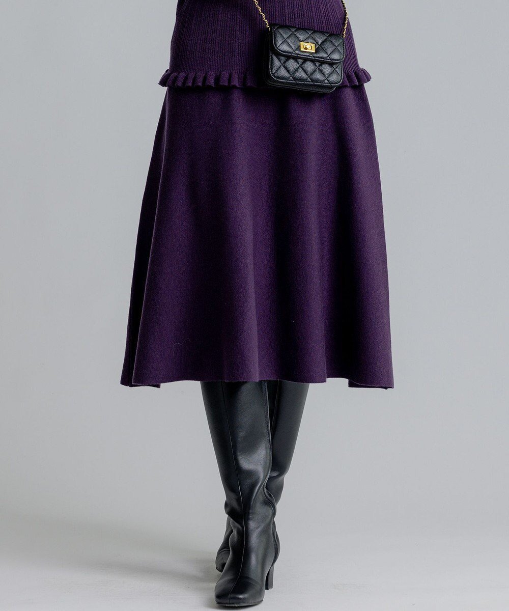 【組曲/KUMIKYOKU】のニットフレア スカート インテリア・キッズ・メンズ・レディースファッション・服の通販 founy(ファニー) 　ファッション　Fashion　レディースファッション　Fashion for Women　スカート　Skirts　Aライン・フレアスカート　A-Line & Flared Skirts　フレア　Flare, Flared　A/W・秋冬　Autumn/Winter　パープル系|ID: prp329100004752039 ipo3291000000034365135