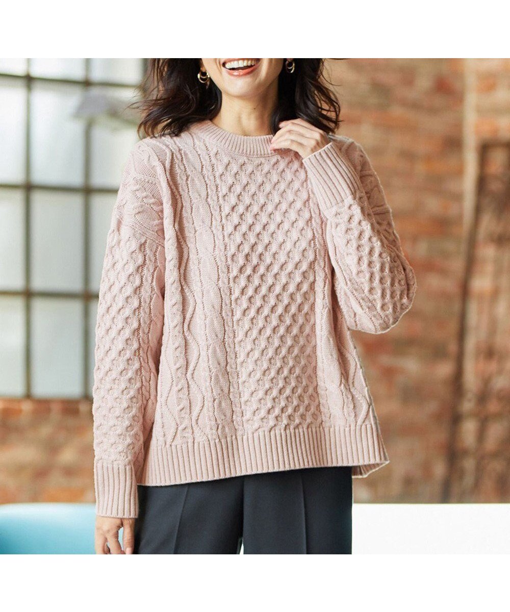 【エニー/ANY】の【洗濯機可】ソフトタッチケーブルニット インテリア・キッズ・メンズ・レディースファッション・服の通販 founy(ファニー) 　ファッション　Fashion　レディースファッション　Fashion for Women　トップス・カットソー　Cut & Sew Tops　ニット　Knit Tops & Sweaters　アクリル　Acrylic Material　シンプル　Simple, Minimal　セーター　Sweater, Knitwear　バランス　Balance, Style Balance　ボトム　Bottoms, Lower Wear　A/W・秋冬　Autumn/Winter　オールドローズ系|ID: prp329100004752061 ipo3291000000034365703