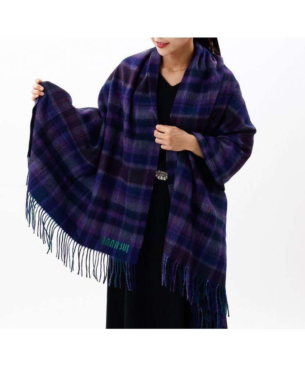 【アウロラ/AURORA】の【 ANNA SUI(アナ スイ)】ウールチェックストール(WASH) インテリア・キッズ・メンズ・レディースファッション・服の通販 founy(ファニー) ファッション Fashion レディースファッション Fashion for Women コレクション Collection, Seasonal Line ショール Shawl, Wrap ストール Stole, Wrap チェック Check, Plaid, Tartan A/W・秋冬 Autumn/Winter 防寒 Cold Protection, Winter-Ready パープル|ID: prp329100004752073 ipo3291000000034366215