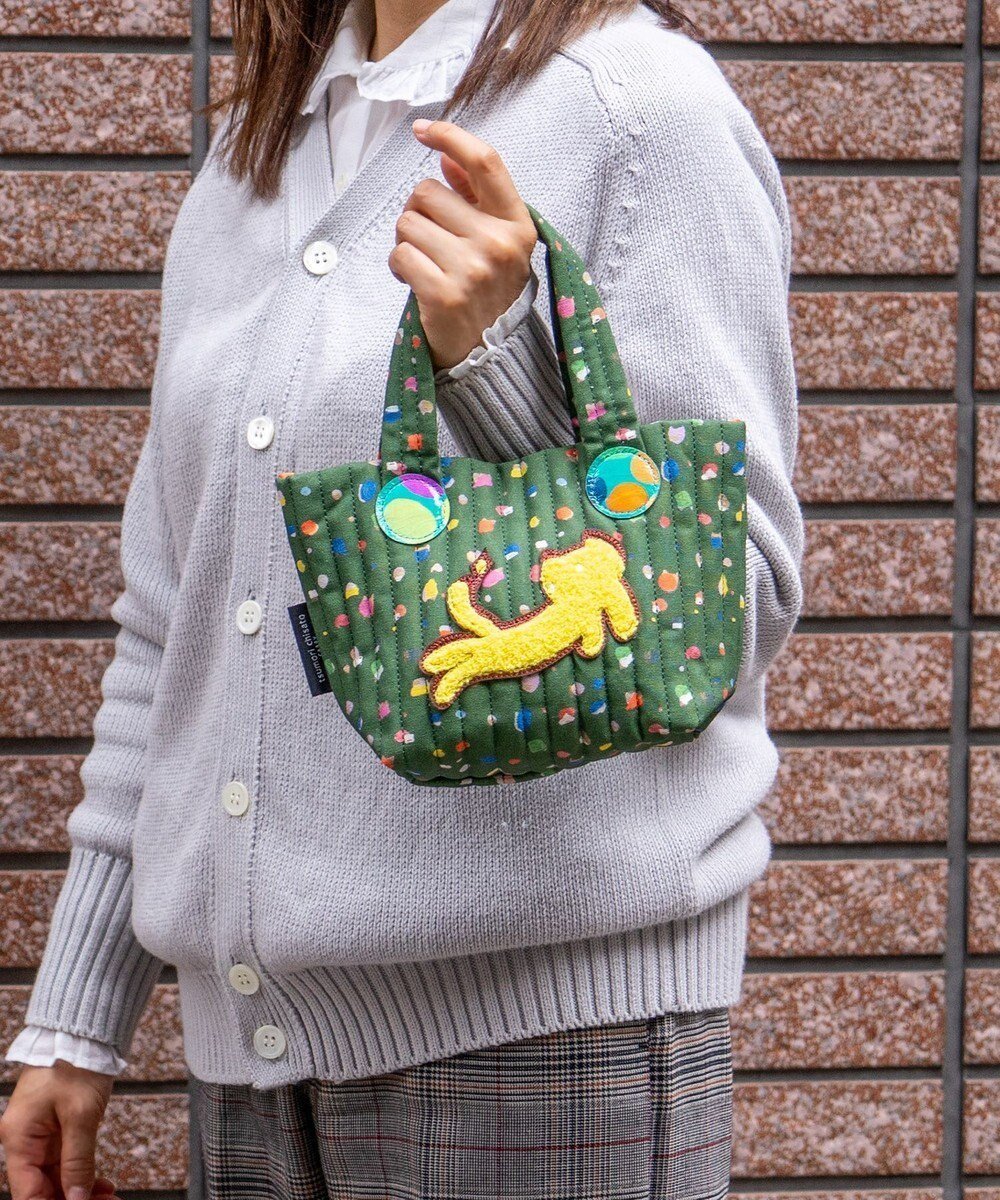 【ツモリチサト キャリー/tsumori chisato CARRY】のきらネコてんてん ハンドバッグ 2way ショルダーバッグ インテリア・キッズ・メンズ・レディースファッション・服の通販 founy(ファニー) 　ファッション　Fashion　レディースファッション　Fashion for Women　バッグ　Bags　キルティング　Quilted, Quilting　ショルダー　Shoulder, Shoulder Strap　ネコ　Cat, Feline Motif　旅行　Travel　グリーン|ID: prp329100004753006 ipo3291000000034377784