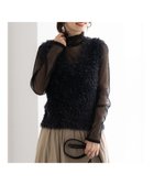 【テチチ/Te chichi】のシャギーヤーンVネックベスト ブラック|ID: prp329100004753008 ipo3291000000034377823