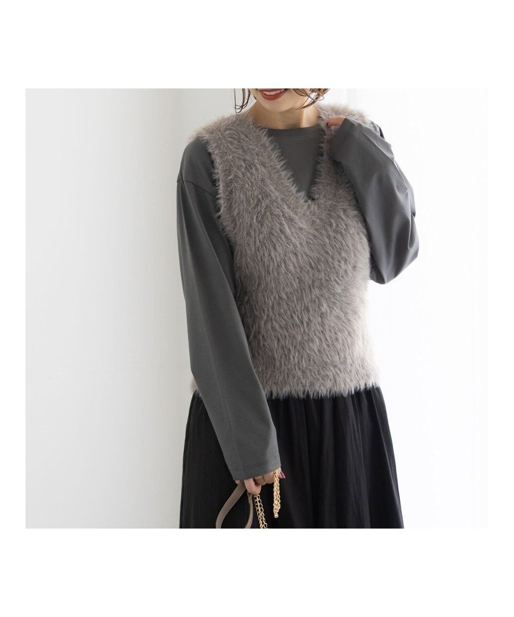 【テチチ/Te chichi】のシャギーヤーンVネックベスト インテリア・キッズ・メンズ・レディースファッション・服の通販 founy(ファニー) 　ファッション　Fashion　レディースファッション　Fashion for Women　アウター　Coat / Outerwear Collection　トップス・カットソー　Cut & Sew Tops　ニット　Knit Tops & Sweaters　ベスト&ジレ / 重ね着スタイル　Vests & Gilets　Vネックトップス　V-Neck Tops / V-Cut Neckline Shirts　ショート　Short, Short Length　セーター　Sweater, Knitwear　ベスト　Vest, Waistcoat　夏　Summer　S/S・春夏　SS, Spring/Summer, Warm Season　A/W・秋冬　Autumn/Winter　モカ|ID: prp329100004753008 ipo3291000000034377824