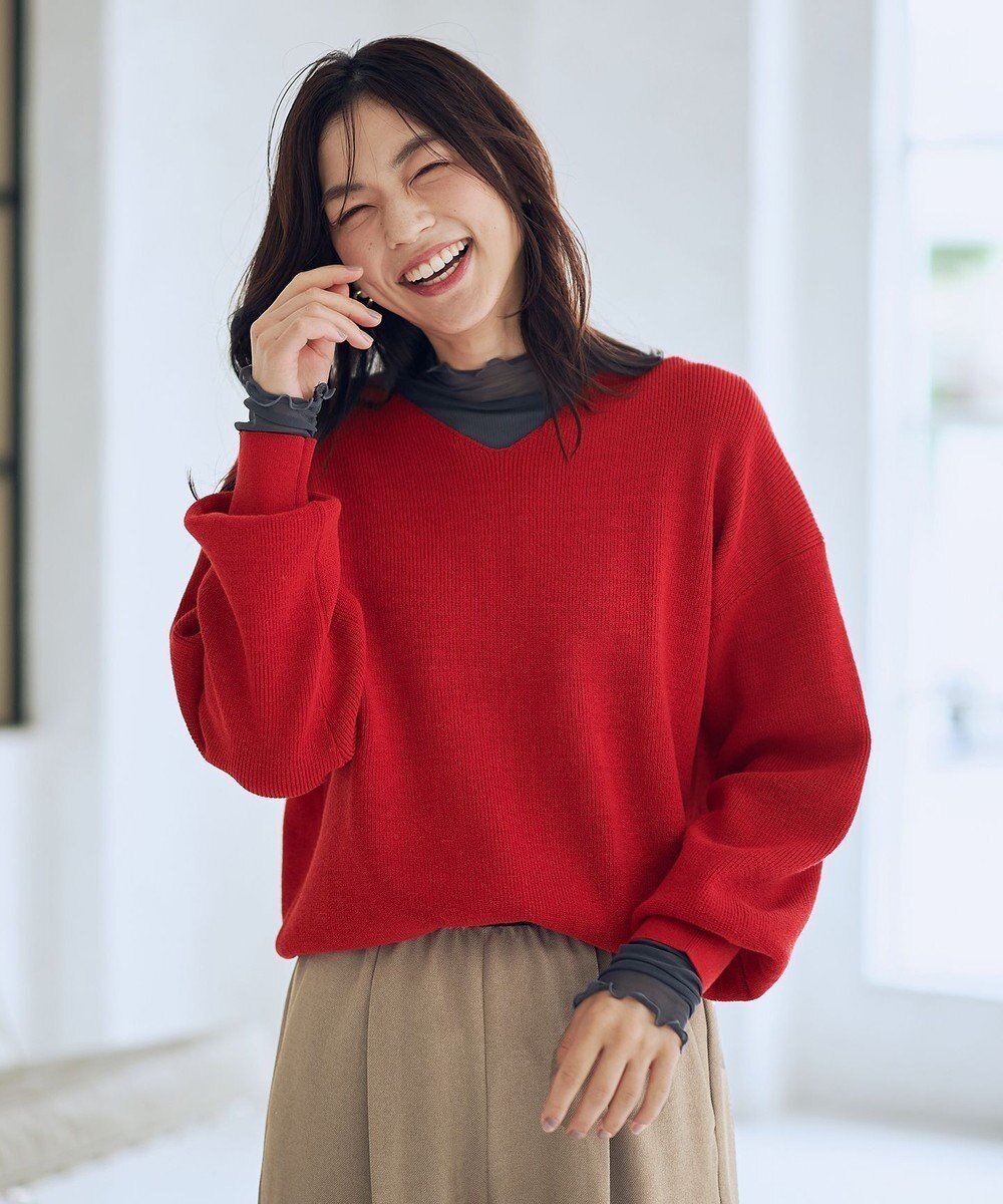 【エニー/ANY】の【8色展開】Vネックデイリーニット インテリア・キッズ・メンズ・レディースファッション・服の通販 founy(ファニー) ファッション Fashion レディースファッション Fashion for Women トップス・カットソー Cut & Sew Tops ニット Knit Tops & Sweaters Vネックトップス V-Neck Tops / V-Cut Neckline Shirts 洗える Machine Washable ストレッチ Stretch, Stretchy Fabric セーター Sweater, Knitwear タートルネック Turtleneck, High Neck ボトム Bottoms, Lower Wear ボーダー Border, Stripe A/W・秋冬 Autumn/Winter おすすめ Recommended / Our Picks レッド|ID: prp329100004753027 ipo3291000000036379394