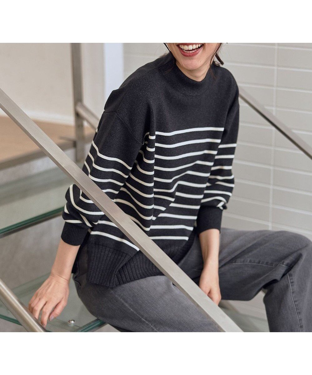 【エニー/ANY】の【5色展開】ハイネックデイリーニット インテリア・キッズ・メンズ・レディースファッション・服の通販 founy(ファニー) 　ファッション　Fashion　レディースファッション　Fashion for Women　トップス・カットソー　Cut & Sew Tops　ニット　Knit Tops & Sweaters　洗える　Machine Washable　ストレッチ　Stretch, Stretchy Fabric　スリット　Slit, Slit Detail　セーター　Sweater, Knitwear　タートルネック　Turtleneck, High Neck　ボトム　Bottoms, Lower Wear　ボトルネック　Bottle Neck, Mock Neck　A/W・秋冬　Autumn/Winter　おすすめ　Recommended / Our Picks　チャコール×オフ|ID: prp329100004753028 ipo3291000000034377912