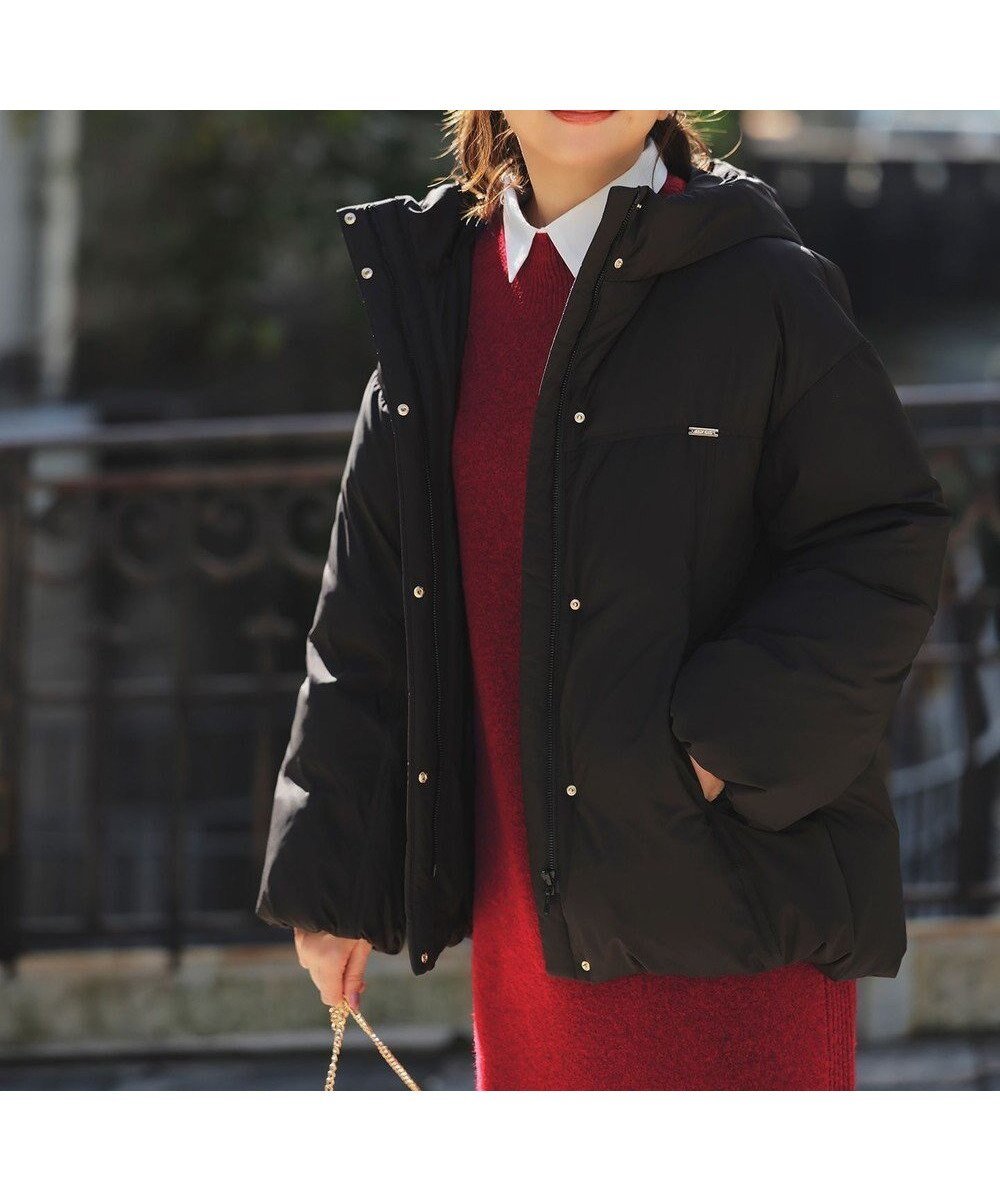 【エニィ スィス/any SiS】のボリュームリッチダウン ジャケット インテリア・キッズ・メンズ・レディースファッション・服の通販 founy(ファニー) 　ファッション　Fashion　レディースファッション　Fashion for Women　アウター　Coat / Outerwear Collection　コート・ロングコート・ピーコート　Long Coats, Peacoats & More　レディースジャケット・軽アウター　Jackets　軽量　Lightweight, Ultra Light　ジャケット　Jacket, Outerwear　スポーティ　Sporty, Casual Athletic　タフタ　Taffeta, Structured Fabric　ダウン　Down, Puffer　ドット　Polka Dot, Dot Pattern　ドローコード　Drawcord, Drawstring Cord　バランス　Balance, Style Balance　フェザー　Feather, Feather Detail　フォルム　Silhouette, Form　プレート　Plate, Dish　ボトム　Bottoms, Lower Wear　ポケット　Pocket, Pocket Detail　ミックス　Mix, Mixed Style　ミドル　Middle Length, Mid Height　A/W・秋冬　Autumn/Winter　おすすめ　Recommended / Our Picks　エレガント 上品　Elegant　ブラック|ID: prp329100004753033 ipo3291000000035629154