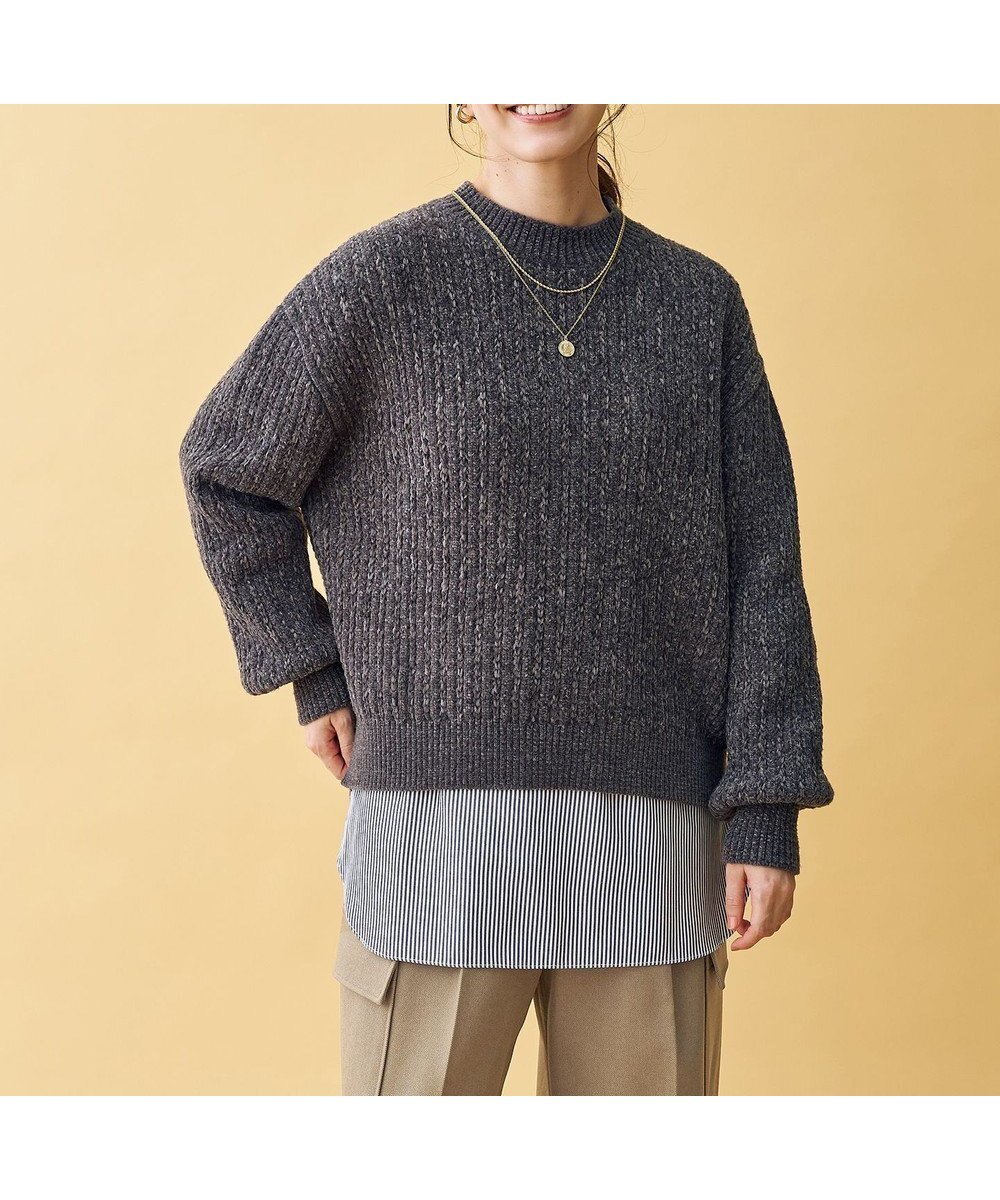 【エニー/ANY】のレーシーモールニット インテリア・キッズ・メンズ・レディースファッション・服の通販 founy(ファニー) 　ファッション　Fashion　レディースファッション　Fashion for Women　トップス・カットソー　Cut & Sew Tops　ニット　Knit Tops & Sweaters　洗える　Machine Washable　スリット　Slit, Slit Detail　セーター　Sweater, Knitwear　タートルネック　Turtleneck, High Neck　フェザー　Feather, Feather Detail　モックネック　Mock Neck, Short Turtleneck　A/W・秋冬　Autumn/Winter　エレガント 上品　Elegant　チャコール|ID: prp329100004753036 ipo3291000000034567460