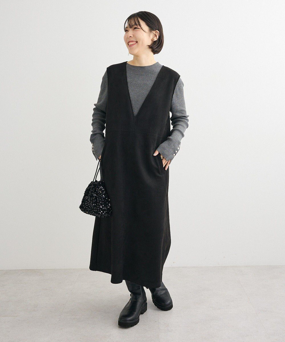 【グリーンパークス/Green Parks】のなめらかタッチスウェード調ジャンパースカート インテリア・キッズ・メンズ・レディースファッション・服の通販 founy(ファニー) 　ファッション　Fashion　レディースファッション　Fashion for Women　スカート　Skirts　おすすめ　Recommended / Our Picks　なめらか　Smooth, Silky Texture　スマート　Smart, Elegant　ポケット　Pocket, Pocket Detail　洗える　Machine Washable　A/W・秋冬　Autumn/Winter　Black|ID: prp329100004753037 ipo3291000000035542666