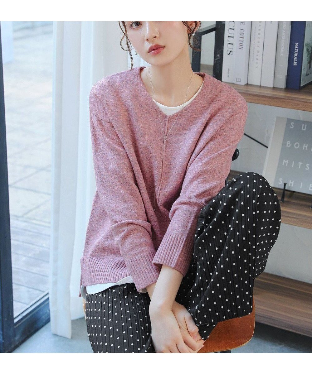 【ティアクラッセ/Tiaclasse】の【安田美沙子さん着用・洗える】メランジVネックニットプルオーバー インテリア・キッズ・メンズ・レディースファッション・服の通販 founy(ファニー) ファッション Fashion レディースファッション Fashion for Women トップス・カットソー Cut & Sew Tops ニット Knit Tops & Sweaters カジュアルプルオーバー・ニットトップス Pullovers & Knit Tops / Casual Pullovers Vネックトップス V-Neck Tops / V-Cut Neckline Shirts アクセサリー Fashion Accessories 洗える Machine Washable カーディガン Cardigan, Knitwear シンプル Simple, Minimal セーター Sweater, Knitwear チュニック Tunic, Long Top 長袖 Long Sleeve, Full Sleeve ポケット Pocket, Pocket Detail メランジ Melange, Mixed Yarn リラックス Relax, Relaxed Fit A/W・秋冬 Autumn/Winter 再入荷 Restock / Back in Stock プチプライス・低価格 Affordable / Budget Price 新作・新入荷 New Arrivals / New In ピンク|ID: prp329100004753040 ipo3291000000034377967