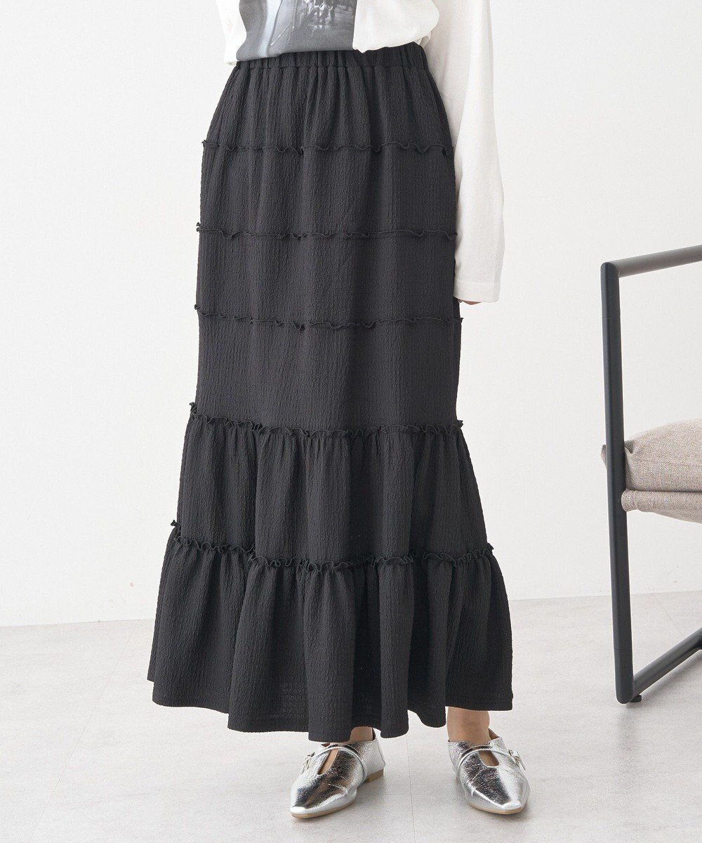 【アースミュージックアンドエコロジー/earth music&ecology】のメロー切替フレアスカート インテリア・キッズ・メンズ・レディースファッション・服の通販 founy(ファニー) 　ファッション　Fashion　レディースファッション　Fashion for Women　スカート　Skirts　Aライン・フレアスカート　A-Line & Flared Skirts　おすすめ　Recommended / Our Picks　ティアード　Tiered, Tiered Style　フェミニン　Feminine, Girly　フリル　Frill, Ruffle　フレア　Flare, Flared　ポケット　Pocket, Pocket Detail　切替　Switching, Contrast Panel　A/W・秋冬　Autumn/Winter　Black|ID: prp329100004753056 ipo3291000000035631623