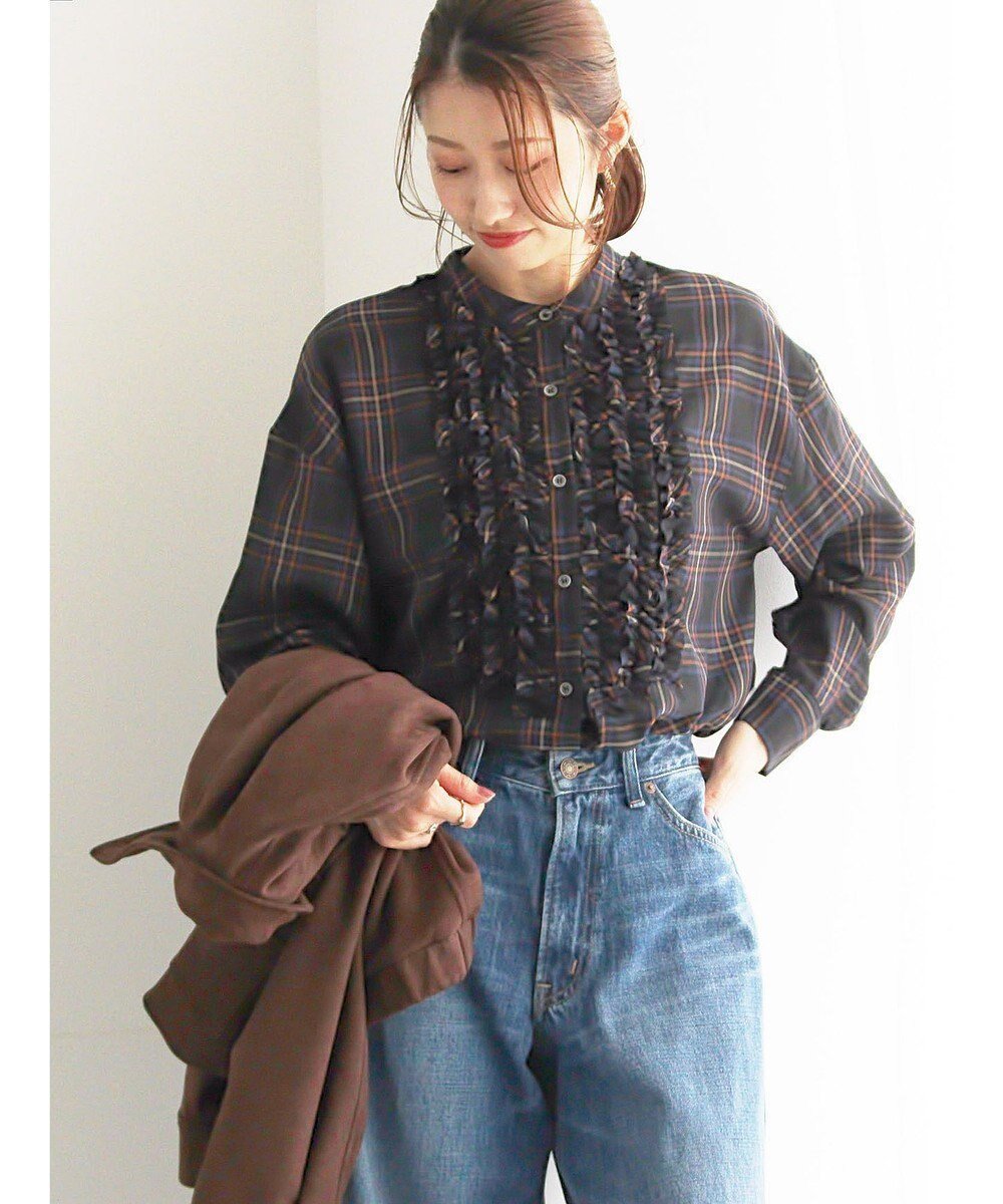 【テチチ/Te chichi】のチェックフリルブラウス インテリア・キッズ・メンズ・レディースファッション・服の通販 founy(ファニー) ファッション Fashion レディースファッション Fashion for Women トップス・カットソー Cut & Sew Tops シャツ・ブラウス・オフィスカジュアル Elegant Blouses & Button-Ups おすすめ Recommended / Our Picks インナー Innerwear シンプル Simple, Minimal ジャケット Jacket, Outerwear チェック Check, Plaid, Tartan デニム Denim, Jeans Material バランス Balance, Style Balance フリル Frill, Ruffle ワイド Wide, Wide Fit 夏 Summer S/S・春夏 SS, Spring/Summer, Warm Season A/W・秋冬 Autumn/Winter ネイビー|ID: prp329100004753067 ipo3291000000034378189