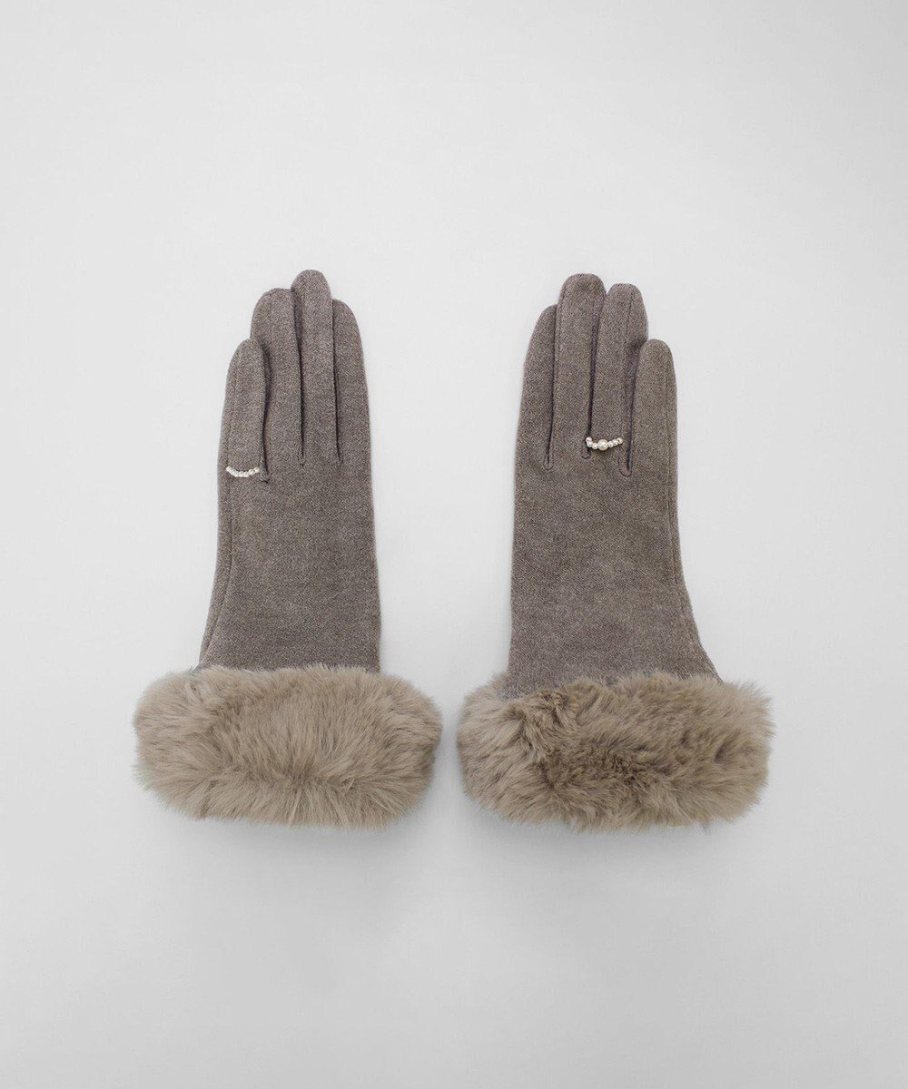 【オルクベット/ORuKuBET】の【オンワード・クローゼット限定】パールリング風エコファージャージグローブ (WOMEN)【スクワラン加工 / 抗菌機能・タッチパネル対応】 人気、トレンドファッション・服の通販 founy(ファニー) 　ファッション　Fashion　レディースファッション　Fashion for Women　手袋　Gloves & Mittens　なめらか　Smooth, Silky Texture　スマート　Smart, Elegant　スリット　Slit, Slit Detail　パール　Pearl, Pearl Accent　フェイクファー　Faux Fur, Imitation Fur　抗菌　Antibacterial, Bacteria-Resistant　A/W・秋冬　Autumn/Winter　 other-1|ID: prp329100004754076 ipo3291000000035633746