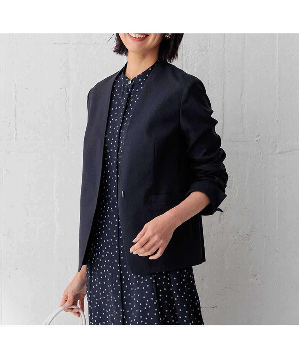 【23区/NIJYUSANKU】の【洗える/セットアップ対応】アイアスマットストレッチ ノーカラー ジャケット インテリア・キッズ・メンズ・レディースファッション・服の通販 founy(ファニー) 　ファッション　Fashion　レディースファッション　Fashion for Women　アウター　Coat / Outerwear Collection　レディースジャケット・軽アウター　Jackets　ノーカラージャケット / シンプル上品コーデ　Collarless Jackets　春　Spring　洗える　Machine Washable　ジャケット　Jacket, Outerwear　ストレッチ　Stretch, Stretchy Fabric　セットアップ　Set-Up, Coordinated Outfit　テーパード　Tapered, Tapered Pants　テーラード　Tailored, Tailored Fit　バランス　Balance, Style Balance　フレア　Flare, Flared　ワイド　Wide, Wide Fit　S/S・春夏　SS, Spring/Summer, Warm Season　夏　Summer　2024年　2024　2024春夏・S/S　Spring/Summer 2024 SS24　エレガント 上品　Elegant　ビジネス 仕事 通勤　Business / Work / Commuting　ネイビー系|ID: prp329100004754081 ipo3291000000034387635