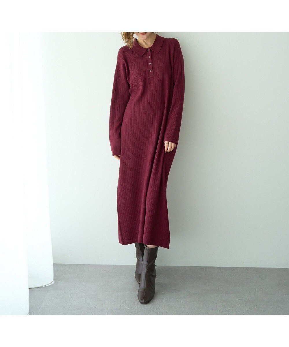【イェッカ ヴェッカ/YECCA VECCA】の襟付きニットワンピース インテリア・キッズ・メンズ・レディースファッション・服の通販 founy(ファニー) ファッション Fashion レディースファッション Fashion for Women ワンピース Dresses ニットワンピース Knit Dresses おすすめ Recommended / Our Picks スリット Slit, Slit Detail フィット Fit, Slim Fit ポケット Pocket, Pocket Detail A/W・秋冬 Autumn/Winter Bordeaux|ID: prp329100004754145 ipo3291000000034388130