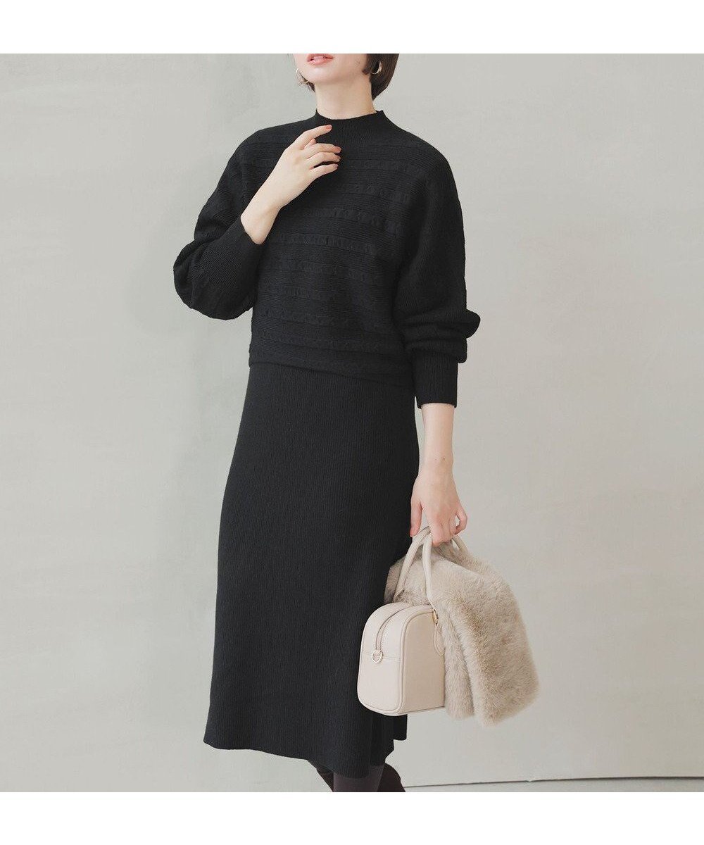 【エニィ スィス/any SiS】の【2SET】ニット ボレロ × ワンピース セット インテリア・キッズ・メンズ・レディースファッション・服の通販 founy(ファニー) 　ファッション　Fashion　レディースファッション　Fashion for Women　アウター　Coat / Outerwear Collection　ボレロ・ショート丈ジャケット / ドレス羽織りに　Boleros & Short Jackets　ワンピース　Dresses　ニットワンピース　Knit Dresses　おすすめ　Recommended / Our Picks　なめらか　Smooth, Silky Texture　アクリル　Acrylic Material　ウォッシャブル　Machine Washable　コンパクト　Compact, Small Size　ストレッチ　Stretch, Stretchy Fabric　タートルネック　Turtleneck, High Neck　フィット　Fit, Slim Fit　ボレロ　Bolero, Short Cardigan　冬　Winter / This Winter　新作・新入荷　New Arrivals / New In　A/W・秋冬　Autumn/Winter　ブラック×ライトベージュ|ID: prp329100004754162 ipo3291000000034474677