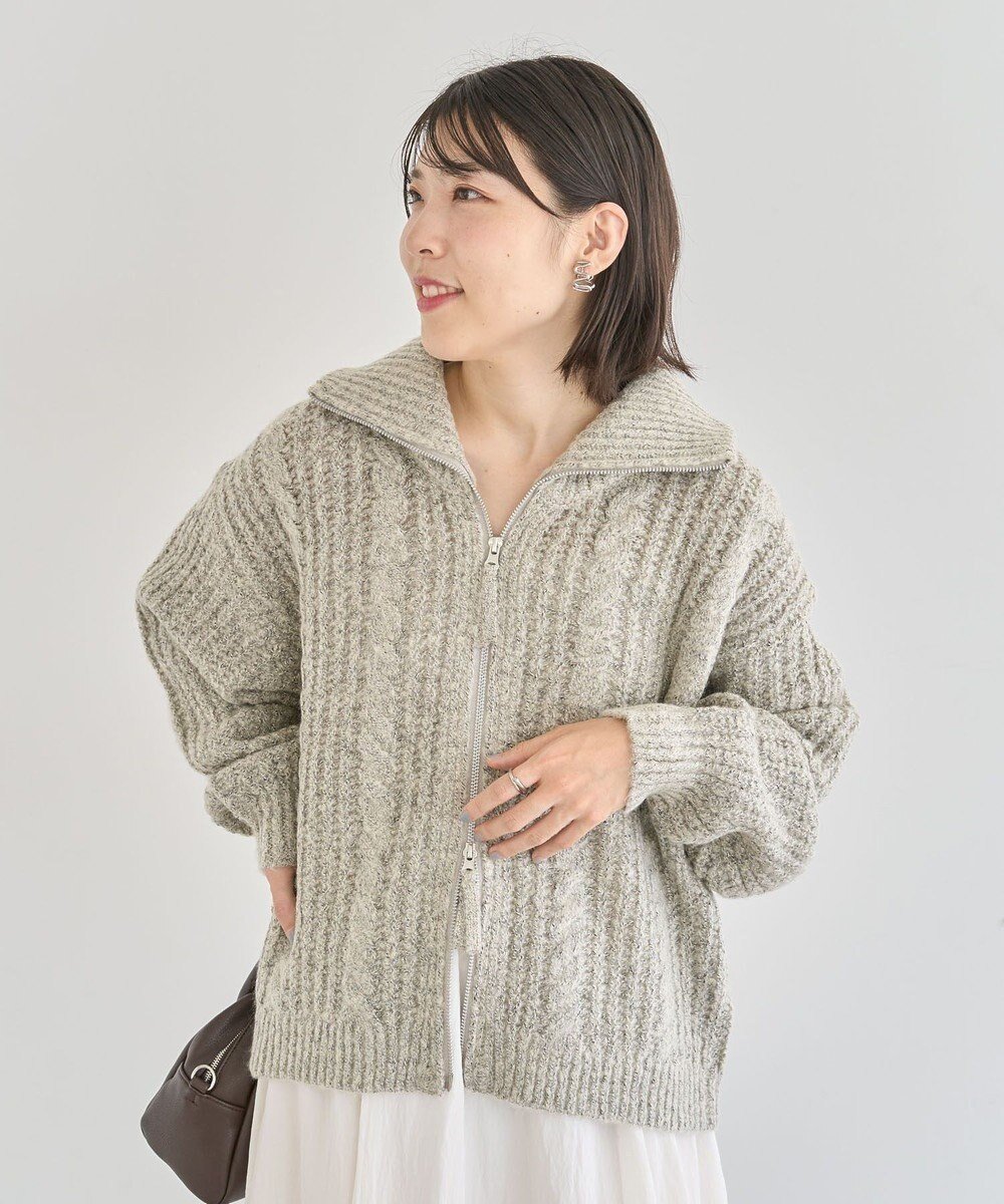 【グリーンパークス/Green Parks】の衿付きケーブルzipカーディガン インテリア・キッズ・メンズ・レディースファッション・服の通販 founy(ファニー) ファッション Fashion レディースファッション Fashion for Women トップス・カットソー Cut & Sew Tops カーディガン・羽織り Layered Style Cardigans おすすめ Recommended / Our Picks カーディガン Cardigan, Knitwear ジップアップ Zip-Up, Full Zip ハイネック High Neck, Mock Neck ボトム Bottoms, Lower Wear ポケット Pocket, Pocket Detail リラックス Relax, Relaxed Fit 畦 Ribbed Knit A/W・秋冬 Autumn/Winter Light Beige|ID: prp329100004754238 ipo3291000000034388507