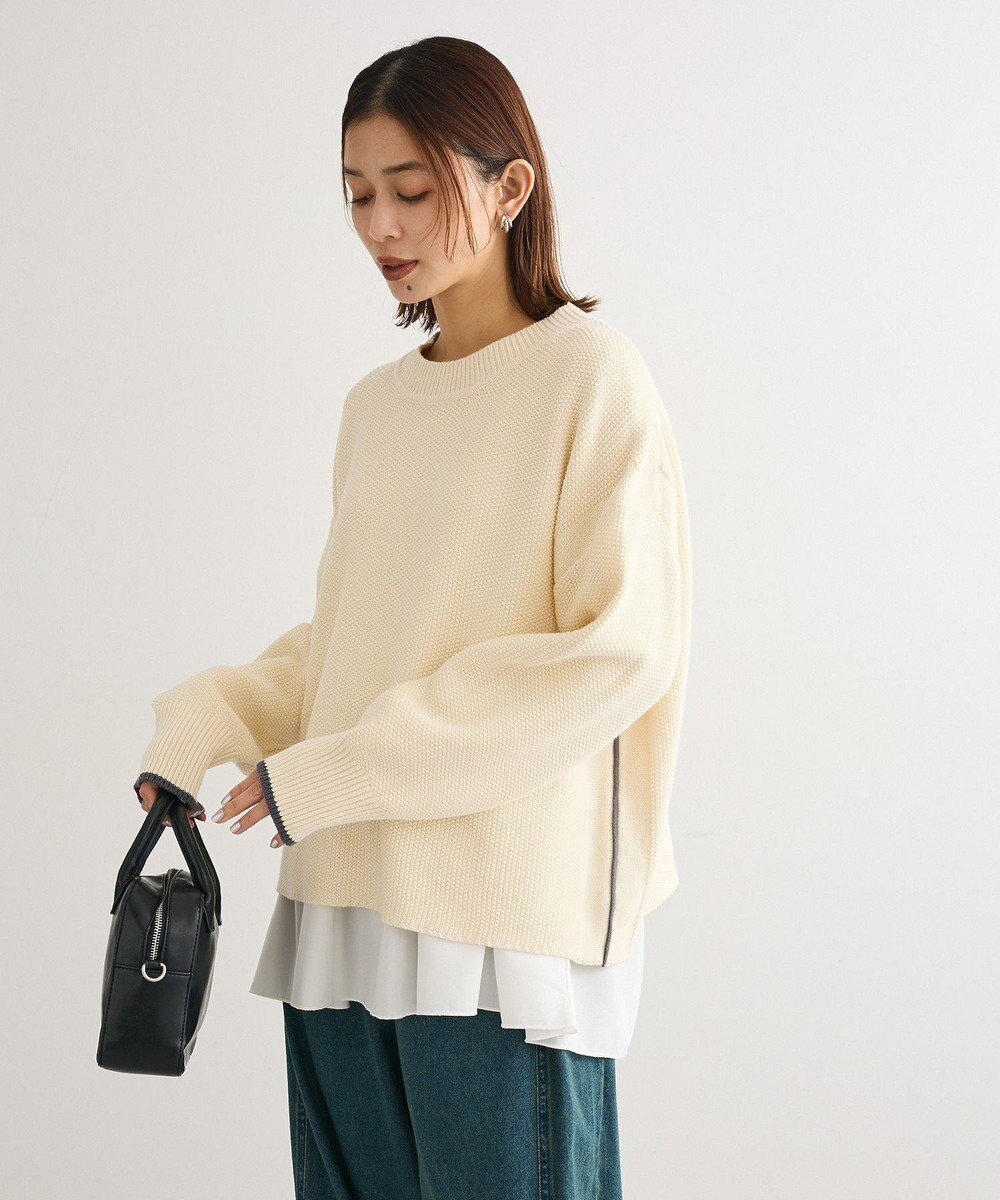 【グリーンパークス/Green Parks】のかのこ編モックネックニットプルオーバー インテリア・キッズ・メンズ・レディースファッション・服の通販 founy(ファニー) ファッション Fashion レディースファッション Fashion for Women トップス・カットソー Cut & Sew Tops ニット Knit Tops & Sweaters カジュアルプルオーバー・ニットトップス Pullovers & Knit Tops / Casual Pullovers セーター Sweater, Knitwear パイピング Piping, Trim Design ポケット Pocket, Pocket Detail モックネック Mock Neck, Short Turtleneck A/W・秋冬 Autumn/Winter 鹿の子 Piqué, Kanoko Fabric Ecru|ID: prp329100004754239 ipo3291000000034388515