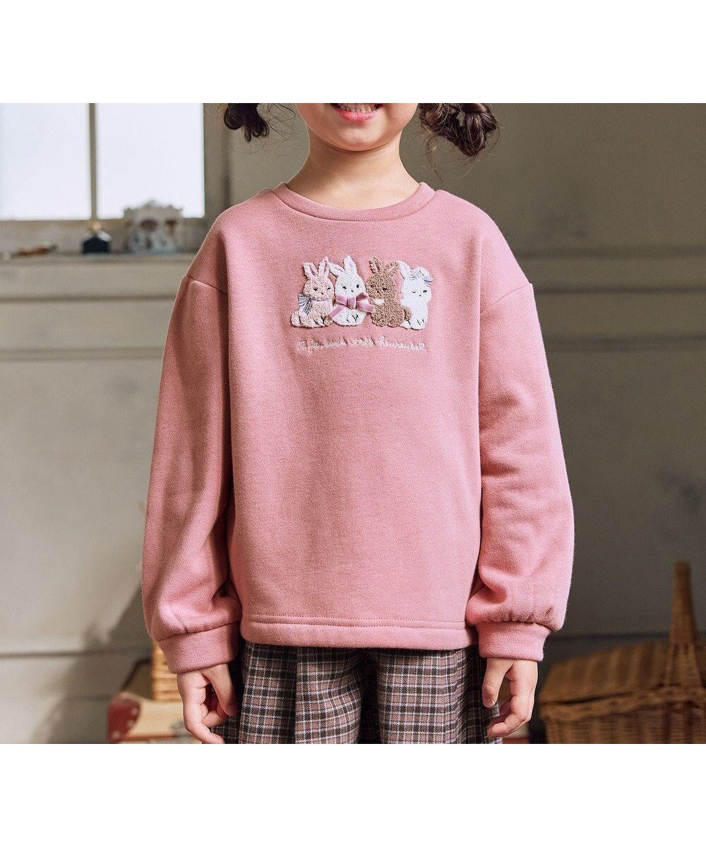 【エニィ/ANY / KIDS】のなかよしサガラ刺繍 裏シャギー トレーナー インテリア・キッズ・メンズ・レディースファッション・服の通販 founy(ファニー) ファッション Fashion キッズファッション Fashion for Kids トップス・カットソー Cut & Sew Tops アニマル Animal Print スウェット / スエット Sweatshirt, Sweatwear トレーナー Sweatshirt, Trainer ネコ Cat, Feline Motif ポケット Pocket, Pocket Detail モチーフ Motif, Design Theme リボン Ribbon, Bow 冬 Winter / This Winter A/W・秋冬 Autumn/Winter ピンク×ウサギ|ID: prp329100004755482 ipo3291000000034397964