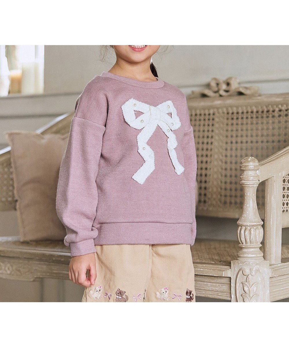 【エニィ/ANY / KIDS】のリボン ニットソー トレーナー インテリア・キッズ・メンズ・レディースファッション・服の通販 founy(ファニー) ファッション Fashion キッズファッション Fashion for Kids トップス・カットソー Cut & Sew Tops ガーリー Girly, Feminine Style スウェット / スエット Sweatshirt, Sweatwear トレンド Trend, Trending Now トレーナー Sweatshirt, Trainer ニットソー Knit-Sewn, Cut & Sew Knit パール Pearl, Pearl Accent フロント Front, Front Design ポケット Pocket, Pocket Detail モチーフ Motif, Design Theme ラベンダー Lavender リボン Ribbon, Bow 冬 Winter / This Winter A/W・秋冬 Autumn/Winter ピンク|ID: prp329100004755485 ipo3291000000034397978