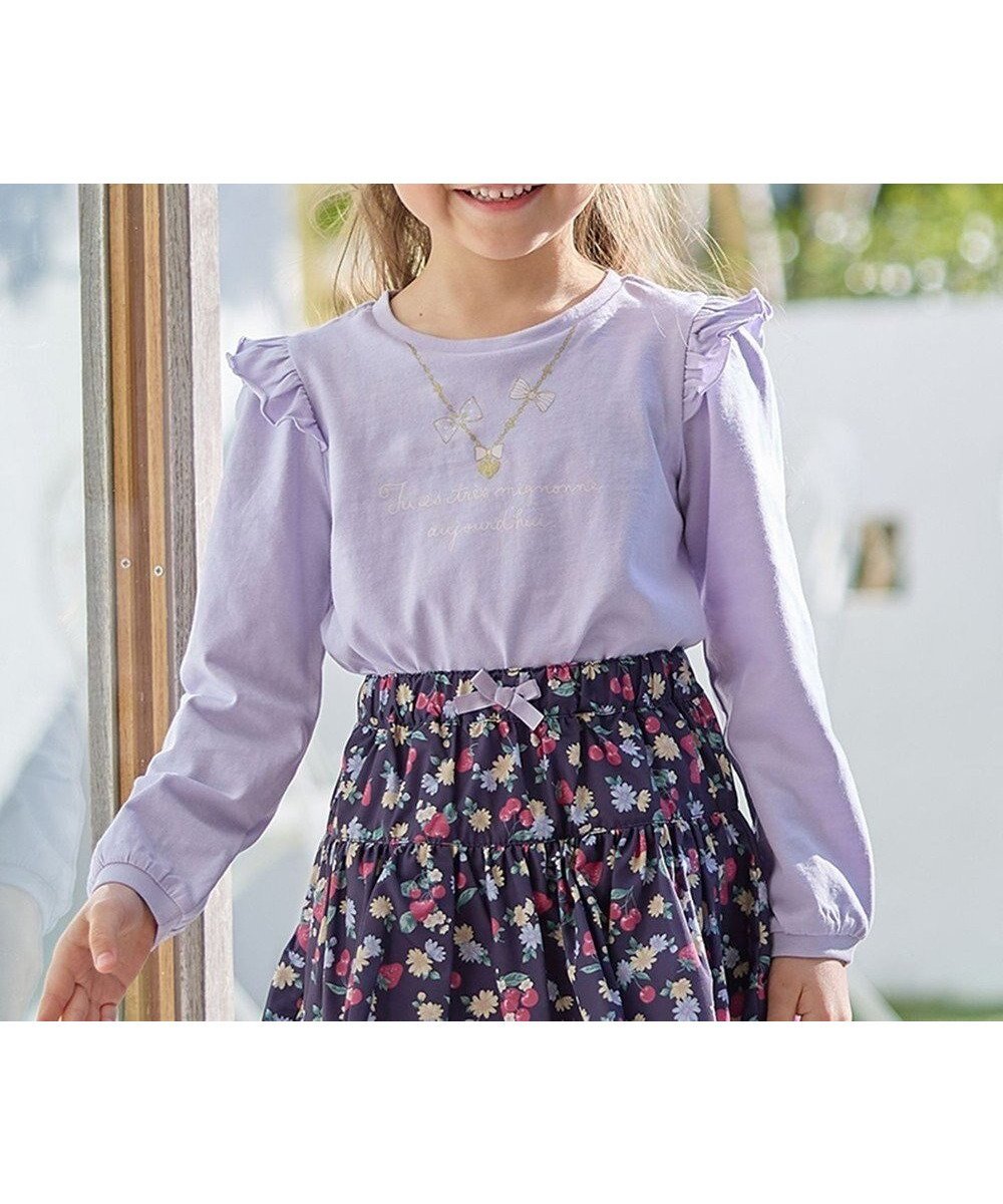 【エニィ/ANY / KIDS】の【WEB限定】7days プリント Tシャツ インテリア・キッズ・メンズ・レディースファッション・服の通販 founy(ファニー) 　ファッション　Fashion　キッズファッション　Fashion for Kids　トップス・カットソー　Cut & Sew Tops　カットソー　Cut and Sewn Top　プリント　Print, Printed Pattern　ポケット　Pocket, Pocket Detail　A/W・秋冬　Autumn/Winter　プチプライス・低価格　Affordable / Budget Price　おすすめ　Recommended / Our Picks　ラベンダー×ネックレス|ID: prp329100004755491 ipo3291000000034398019