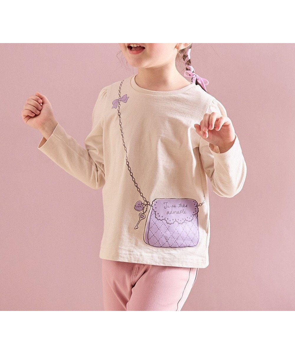 【エニィ/ANY / KIDS】の【WEB限定】7days プリント Tシャツ インテリア・キッズ・メンズ・レディースファッション・服の通販 founy(ファニー) 　ファッション　Fashion　キッズファッション　Fashion for Kids　トップス・カットソー　Cut & Sew Tops　カットソー　Cut and Sewn Top　プリント　Print, Printed Pattern　ポケット　Pocket, Pocket Detail　A/W・秋冬　Autumn/Winter　プチプライス・低価格　Affordable / Budget Price　おすすめ　Recommended / Our Picks　ミルクティ×ポシェット風|ID: prp329100004755491 ipo3291000000034398020