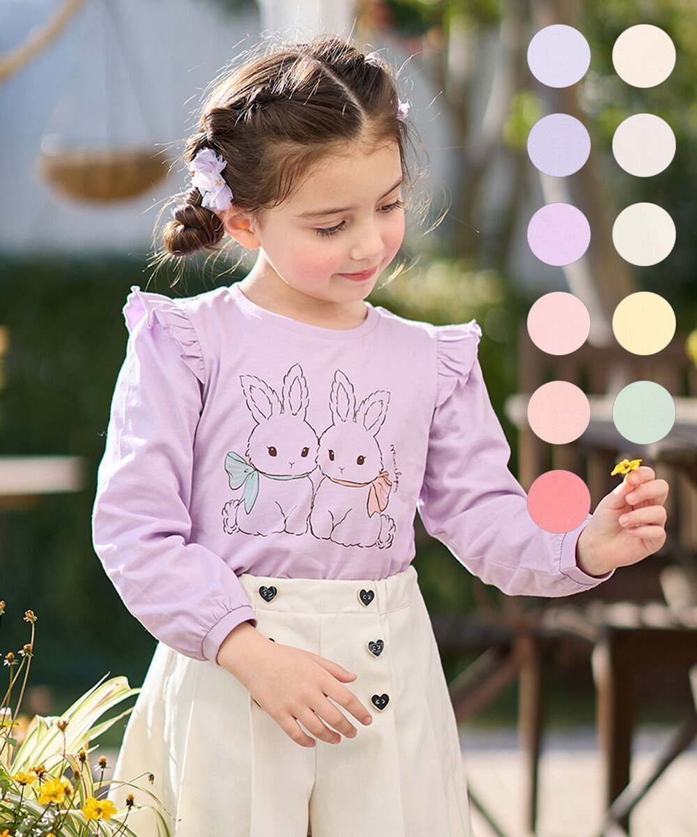 【エニィ/ANY / KIDS】の【WEB限定】7days プリント Tシャツ インテリア・キッズ・メンズ・レディースファッション・服の通販 founy(ファニー) 　ファッション　Fashion　キッズファッション　Fashion for Kids　トップス・カットソー　Cut & Sew Tops　カットソー　Cut and Sewn Top　プリント　Print, Printed Pattern　ポケット　Pocket, Pocket Detail　A/W・秋冬　Autumn/Winter　プチプライス・低価格　Affordable / Budget Price　おすすめ　Recommended / Our Picks　ラベンダー×ウサギ|ID: prp329100004755491 ipo3291000000034398022