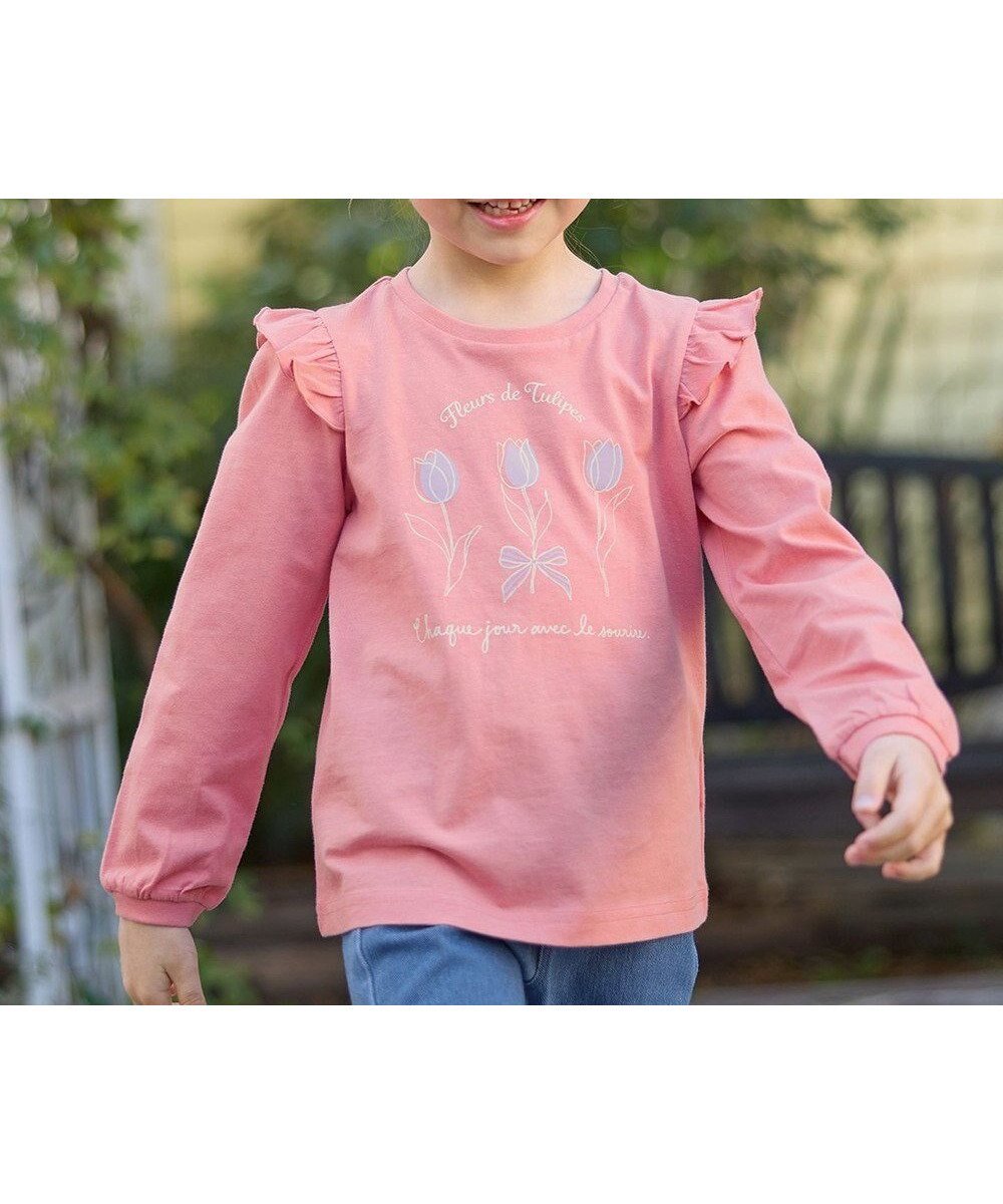 【エニィ/ANY / KIDS】の【WEB限定】7days プリント Tシャツ インテリア・キッズ・メンズ・レディースファッション・服の通販 founy(ファニー) 　ファッション　Fashion　キッズファッション　Fashion for Kids　トップス・カットソー　Cut & Sew Tops　カットソー　Cut and Sewn Top　プリント　Print, Printed Pattern　ポケット　Pocket, Pocket Detail　A/W・秋冬　Autumn/Winter　プチプライス・低価格　Affordable / Budget Price　おすすめ　Recommended / Our Picks　コーラル×チューリップ|ID: prp329100004755491 ipo3291000000034398027