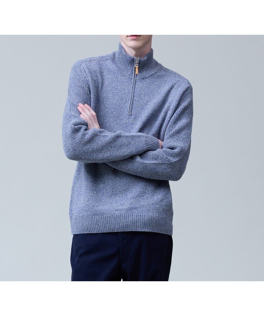 【ジェイ プレス/J.PRESS / MEN】のウール×カシミヤの上質素材【Cash Lamb s Wool】ハーフジップ ニット_25年モデル インテリア・キッズ・メンズ・レディースファッション・服の通販 founy(ファニー) ファッション Fashion メンズファッション Fashion for Men トップス・カットソー Cut & Sew Tops ニット・セーター / 定番トップス Knit Tops & Sweaters インナー Innerwear 秋 Autumn ショルダー Shoulder, Shoulder Strap ジャケット Jacket, Outerwear セーター Sweater, Knitwear 定番 Standard, Basic Item なめらか Smooth, Silky Texture バランス Balance, Style Balance フロント Front, Front Design ベーシック Basic, Essential 別注 Limited Edition, Custom Order メランジ Melange, Mixed Yarn ワッフル Waffle, Waffle Knit 冬 Winter / This Winter A/W・秋冬 Autumn/Winter エレガント 上品 Elegant ブルー系|ID: prp329100004755498 ipo3291000000035606659