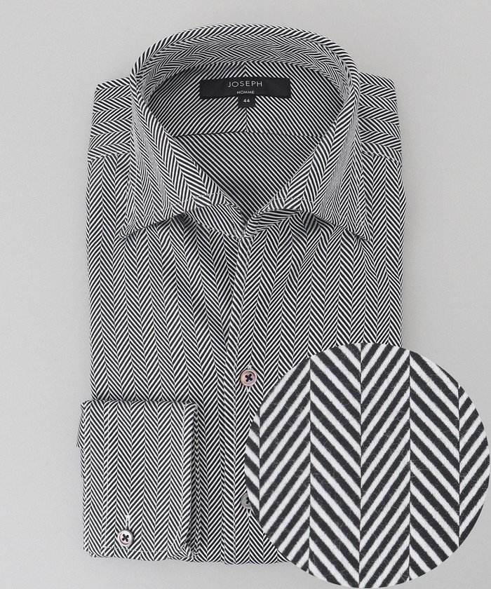 【ジョゼフ オム/JOSEPH HOMME / MEN】のツイルへリンボンクレイジー イタリアンカラードレスシャツ インテリア・キッズ・メンズ・レディースファッション・服の通販 founy(ファニー) https://founy.com/ ファッション Fashion メンズファッション Fashion for Men トップス・カットソー Cut & Sew Tops メンズシャツ Shirts おすすめ Recommended / Our Picks インド Indian Textile エレガント 上品 Elegant ツイル Twist, Twisted Detail ドレス Dress, One-Piece 夏 Summer 春 Spring S/S・春夏 SS, Spring/Summer, Warm Season |ID: prp329100004755502 ipo3291000000034398096