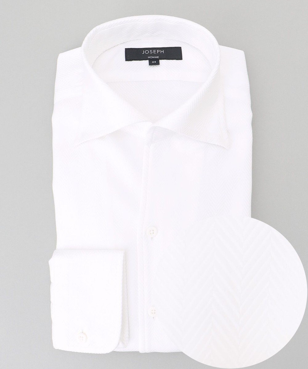 【ジョゼフ オム/JOSEPH HOMME / MEN】のツイルへリンボンクレイジー イタリアンカラードレスシャツ インテリア・キッズ・メンズ・レディースファッション・服の通販 founy(ファニー) 　ファッション　Fashion　メンズファッション　Fashion for Men　トップス・カットソー　Cut & Sew Tops　メンズシャツ　Shirts　おすすめ　Recommended / Our Picks　インド　Indian Textile　エレガント 上品　Elegant　ツイル　Twist, Twisted Detail　ドレス　Dress, One-Piece　夏　Summer　春　Spring　S/S・春夏　SS, Spring/Summer, Warm Season　ホワイト系|ID: prp329100004755502 ipo3291000000034398099