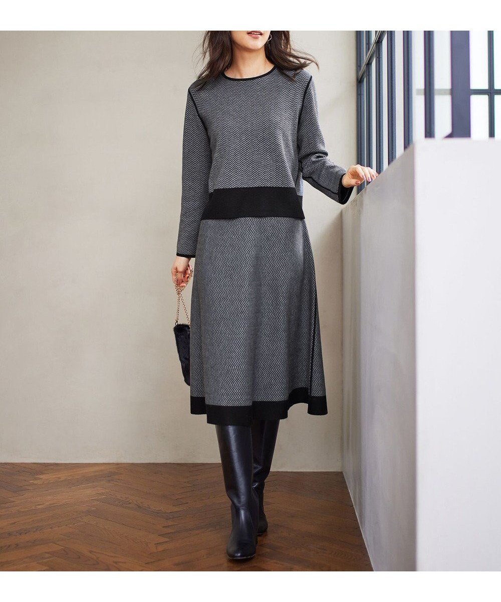 【自由区/JIYU-KU】の【WEB限定・マルチウェイ・洗える】ヘリンボーン柄リバーシブルニット セットアップ インテリア・キッズ・メンズ・レディースファッション・服の通販 founy(ファニー)  ファッション Fashion レディースファッション Fashion for Women ワンピース Dresses セットアップ Set-Up, Coordinated Outfit リバーシブル Reversible, Two-Sided 洗える Machine Washable 無地 Plain, Solid Color A/W・秋冬 Autumn/Winter ブラック×グレー柄|ID: prp329100004755600 ipo3291000000034398954