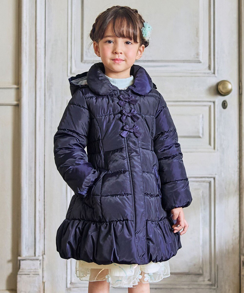 【エニィ/ANY / KIDS】の【フード取り外し/洗濯機可能】Aラインコート インテリア・キッズ・メンズ・レディースファッション・服の通販 founy(ファニー) ファッション Fashion キッズファッション Fashion for Kids アウター Coat Outerwear /Kids ガーリー Girly, Feminine Style ジャケット Jacket, Outerwear ダウン Down, Puffer ネコ Cat, Feline Motif バレエ Ballet, Ballet Style ポケット Pocket, Pocket Detail モチーフ Motif, Design Theme リボン Ribbon, Bow ロング Long, Long-Length 冬 Winter / This Winter 洗える Machine Washable A/W・秋冬 Autumn/Winter 防寒 Cold Protection, Winter-Ready ネイビー|ID: prp329100004756707 ipo3291000000034409718