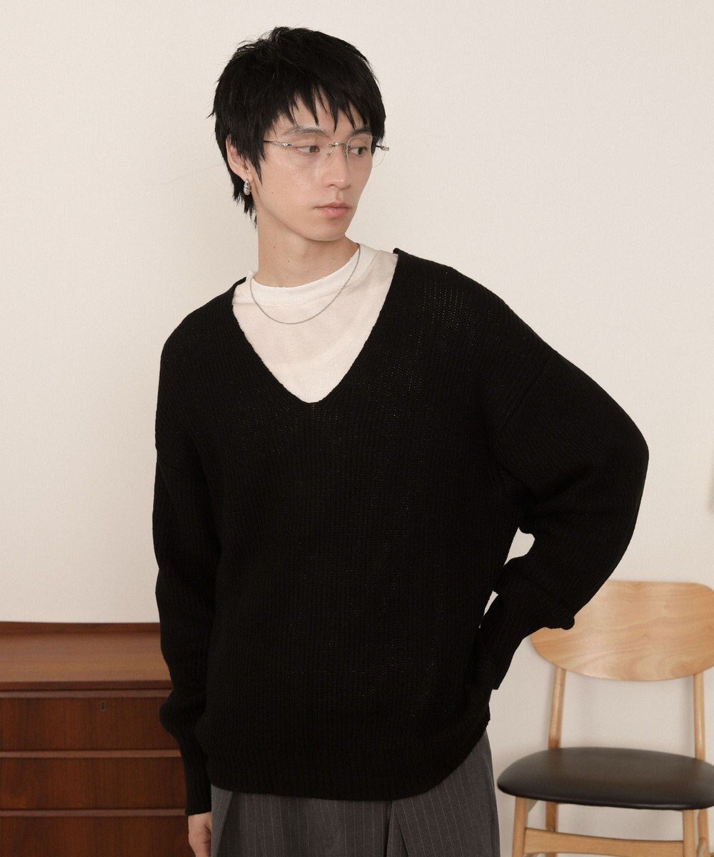 【ウィゴー/WEGO / MEN】のエルボーパッチVネックプルオーバー インテリア・キッズ・メンズ・レディースファッション・服の通販 founy(ファニー) 　ファッション　Fashion　メンズファッション　Fashion for Men　トップス・カットソー　Cut & Sew Tops　ニット・セーター / 定番トップス　Knit Tops & Sweaters　インナー　Innerwear　秋　Autumn　シューズ　Shoes, Footwear　シンプル　Simple, Minimal　スマホ　Smartphone, Mobile Device　スラックス　Slacks, Dress Pants　セーター　Sweater, Knitwear　タートルネック　Turtleneck, High Neck　フレア　Flare, Flared　ベーシック　Basic, Essential　モノトーン　Monotone, Black and White　冬　Winter / This Winter　A/W・秋冬　Autumn/Winter　おすすめ　Recommended / Our Picks　エレガント 上品　Elegant　ブラック|ID: prp329100004756819 ipo3291000000034410149