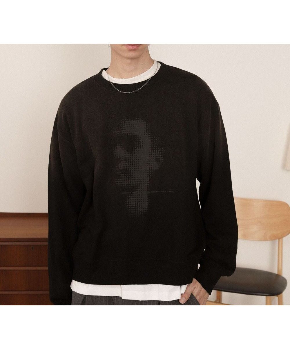 【ウィゴー/WEGO / MEN】のフェードプリントプルオーバー インテリア・キッズ・メンズ・レディースファッション・服の通販 founy(ファニー) 　ファッション　Fashion　メンズファッション　Fashion for Men　トップス・カットソー　Cut & Sew Tops　ヴィンテージ　Vintage Style　春　Spring　秋　Autumn　カーゴパンツ　Cargo Pants, Utility Pants　シンプル　Simple, Minimal　スウェット / スエット　Sweatshirt, Sweatwear　スニーカー　Sneakers, Trainers　スマホ　Smartphone, Mobile Device　長袖　Long Sleeve, Full Sleeve　バランス　Balance, Style Balance　プリント　Print, Printed Pattern　ベーシック　Basic, Essential　モノトーン　Monotone, Black and White　ルーズ　Loose, Oversized　ワイド　Wide, Wide Fit　冬　Winter / This Winter　A/W・秋冬　Autumn/Winter　ブラック|ID: prp329100004756821 ipo3291000000034410155
