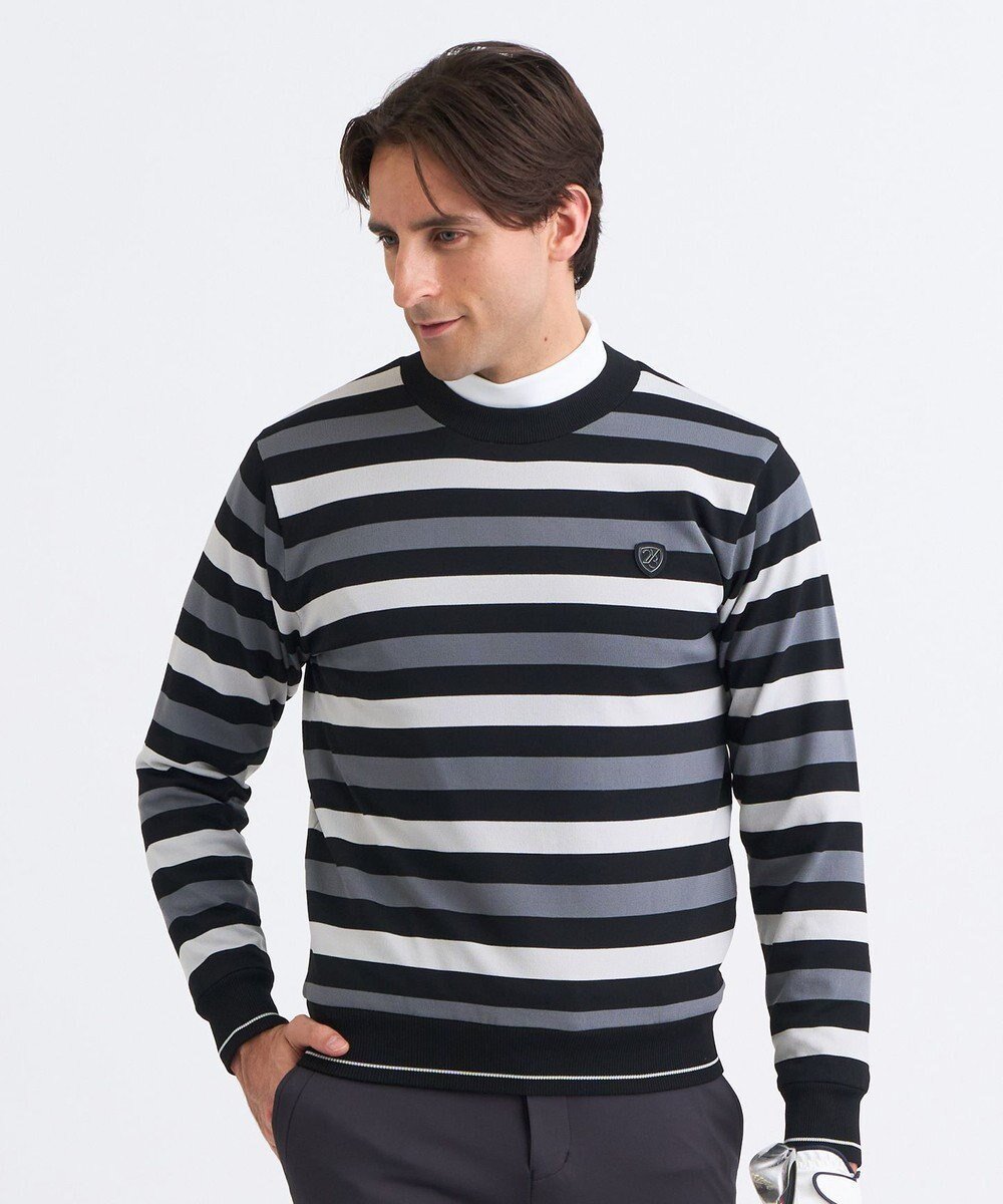 【23区 ゴルフ/23区GOLF / MEN】の【MEN】リバーシブルニット 防風裏地 2WAY インテリア・キッズ・メンズ・レディースファッション・服の通販 founy(ファニー) 　ファッション　Fashion　メンズファッション　Fashion for Men　トップス・カットソー　Cut & Sew Tops　ニット・セーター / 定番トップス　Knit Tops & Sweaters　軽量　Lightweight, Ultra Light　シリコン　Silicone, Silicone Material　スタイリッシュ　Stylish, Fashionable　スポーティ　Sporty, Casual Athletic　セーター　Sweater, Knitwear　ブロック　Block, Solid Block Pattern　プリント　Print, Printed Pattern　ボーダー　Border, Stripe　ラウンド　Round, Round Neck　ラバー　Rubber, Rubber Sole　リバーシブル　Reversible, Two-Sided　A/W・秋冬　Autumn/Winter　新作・新入荷　New Arrivals / New In　ゴルフ　Golf　ブラック系1|ID: prp329100004756848 ipo3291000000034410447