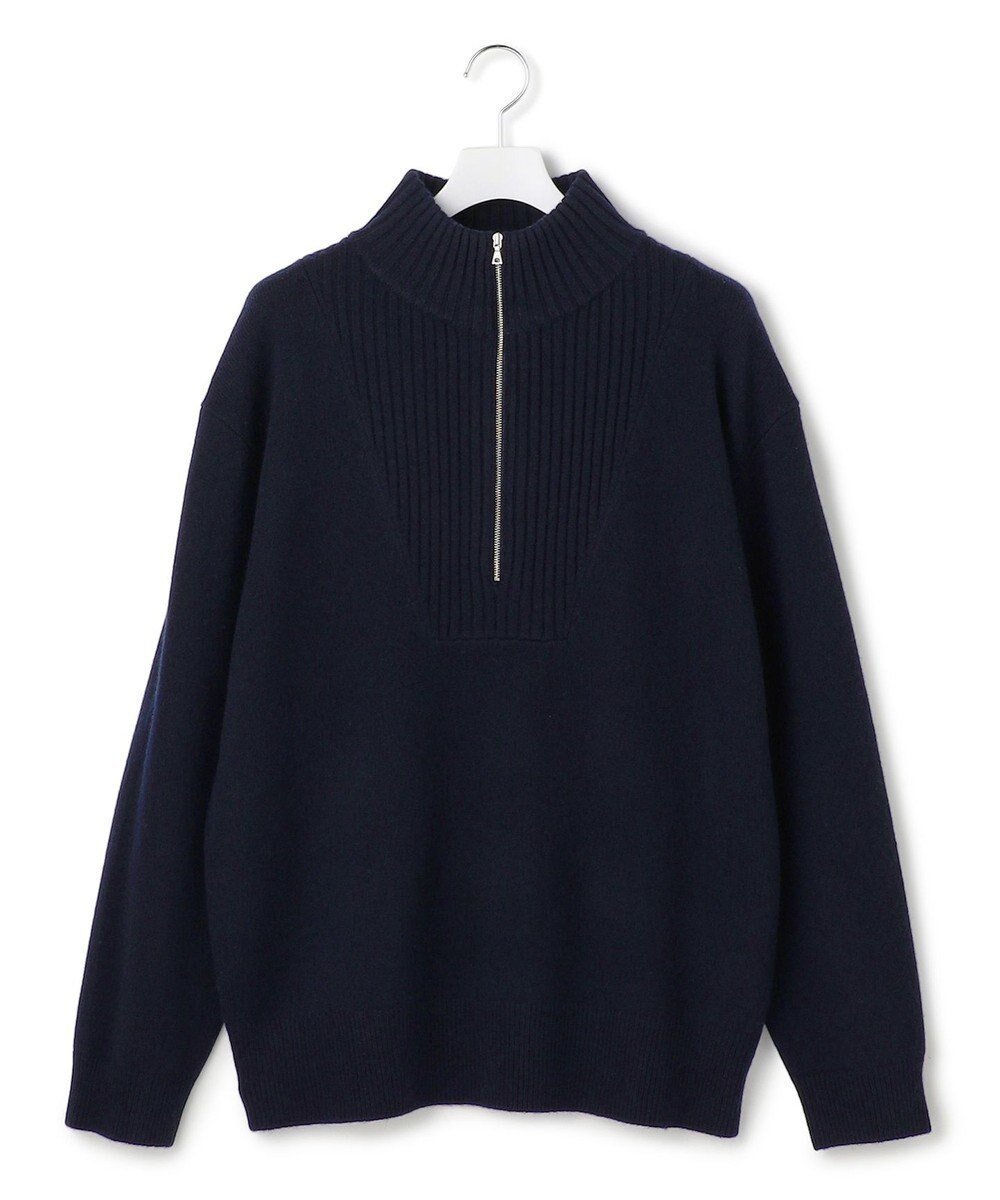 【ジェイプレスヨークストリート/J.PRESS YORK STREET】の【UNISEX】 ウールカシミヤ ハーフジップニット インテリア・キッズ・メンズ・レディースファッション・服の通販 founy(ファニー) 　ファッション　Fashion　レディースファッション　Fashion for Women　トップス・カットソー　Cut & Sew Tops　ニット　Knit Tops & Sweaters　インナー　Innerwear　クラシカル　Classical, Vintage-Inspired　シューズ　Shoes, Footwear　ジャケット　Jacket, Outerwear　スポーティ　Sporty, Casual Athletic　スラックス　Slacks, Dress Pants　センター　Center, Center Line　セーター　Sweater, Knitwear　ダウン　Down, Puffer　ダッフルコート　Duffle Coat, Toggle Coat　チェック　Check, Plaid, Tartan　ツイード　Twill, Twill Weave　ハーフ　Half, Half-Length　バランス　Balance, Style Balance　ブルゾン　Blouson, Bomber Jacket　ベーシック　Basic, Essential　ユニセックス　Unisex, Genderless　A/W・秋冬　Autumn/Winter　エレガント 上品　Elegant　ネイビー系|ID: prp329100004756854 ipo3291000000034410476
