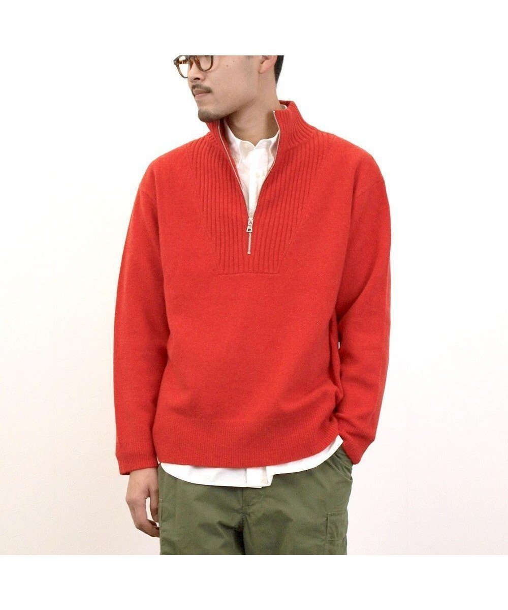 【ジェイプレスヨークストリート/J.PRESS YORK STREET】の【UNISEX】 ウールカシミヤ ハーフジップニット インテリア・キッズ・メンズ・レディースファッション・服の通販 founy(ファニー) 　ファッション　Fashion　レディースファッション　Fashion for Women　トップス・カットソー　Cut & Sew Tops　ニット　Knit Tops & Sweaters　インナー　Innerwear　クラシカル　Classical, Vintage-Inspired　シューズ　Shoes, Footwear　ジャケット　Jacket, Outerwear　スポーティ　Sporty, Casual Athletic　スラックス　Slacks, Dress Pants　センター　Center, Center Line　セーター　Sweater, Knitwear　ダウン　Down, Puffer　ダッフルコート　Duffle Coat, Toggle Coat　チェック　Check, Plaid, Tartan　ツイード　Twill, Twill Weave　ハーフ　Half, Half-Length　バランス　Balance, Style Balance　ブルゾン　Blouson, Bomber Jacket　ベーシック　Basic, Essential　ユニセックス　Unisex, Genderless　A/W・秋冬　Autumn/Winter　エレガント 上品　Elegant　レッド系|ID: prp329100004756854 ipo3291000000034485431