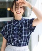 【組曲/KUMIKYOKU】のシアーツイルチェック フリルブラウス ネイビー系3|ID: prp329100004756893 ipo3291000000034410812