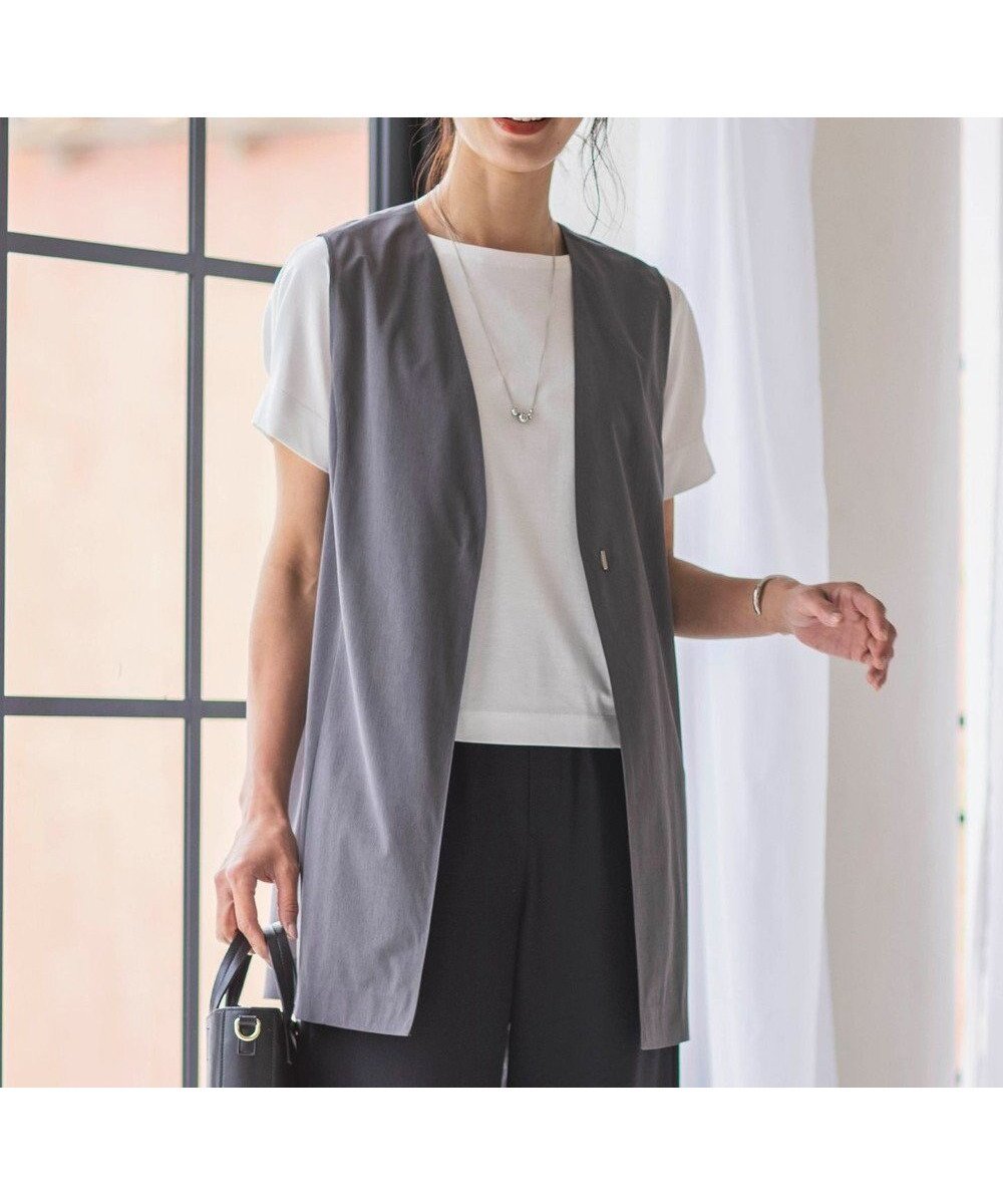 【ジェイ プレス/J.PRESS】の【WEB限定・洗える】シアートリコット ジレ インテリア・キッズ・メンズ・レディースファッション・服の通販 founy(ファニー) 　ファッション　Fashion　レディースファッション　Fashion for Women　アウター　Coat / Outerwear Collection　レディースジャケット・軽アウター　Jackets　春　Spring　洗える　Machine Washable　シアー　Sheer, See-Through　ジャケット　Jacket, Outerwear　スリット　Slit, Slit Detail　トレンド　Trend, Trending Now　定番　Standard, Basic Item　バランス　Balance, Style Balance　フロント　Front, Front Design　S/S・春夏　SS, Spring/Summer, Warm Season　おすすめ　Recommended / Our Picks　夏　Summer　エレガント 上品　Elegant　グレー系|ID: prp329100004756897 ipo3291000000034410970