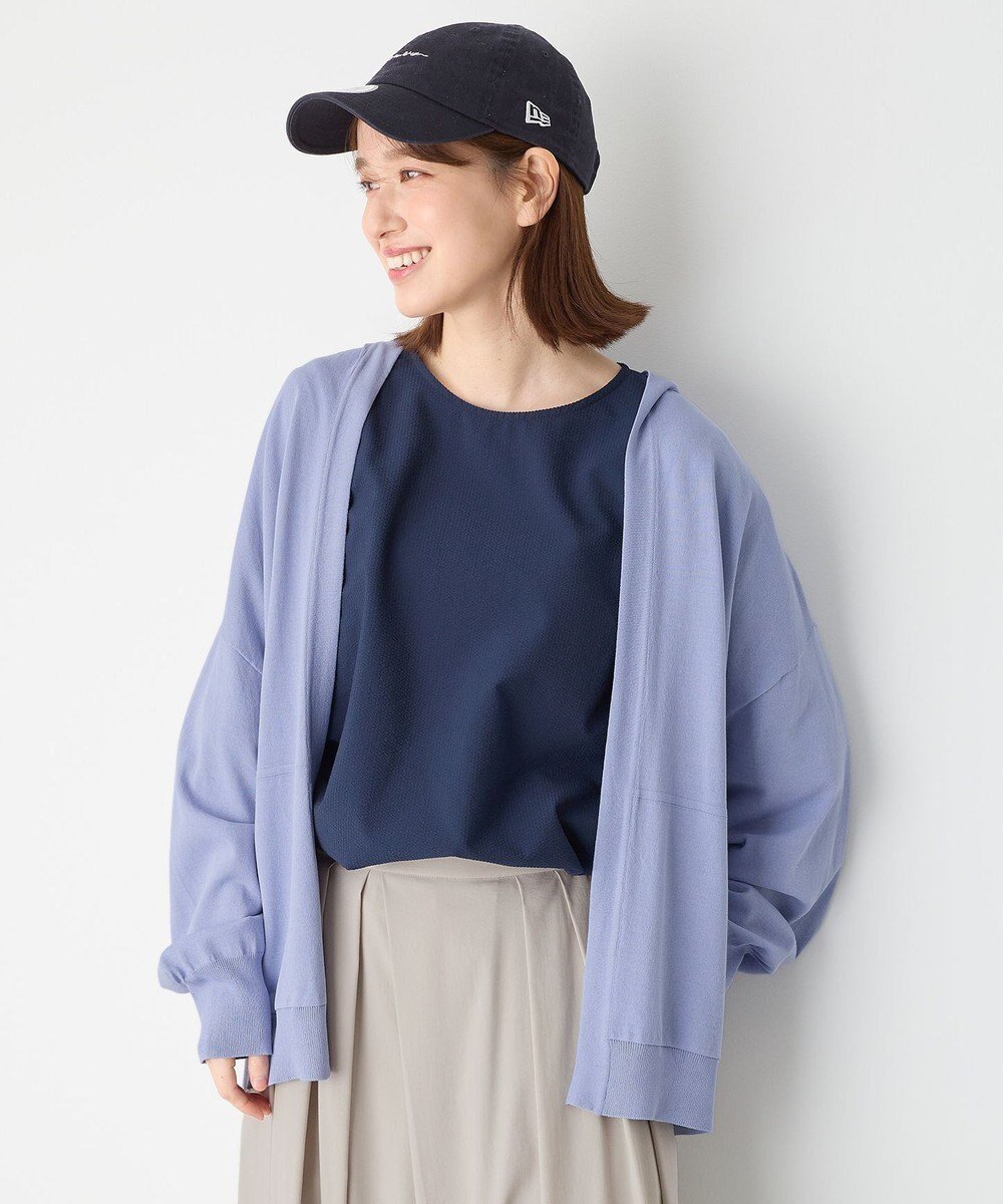 【エニー/ANY】の【洗濯機可/接触冷感/UVカット】ニットフーディーカーディガン インテリア・キッズ・メンズ・レディースファッション・服の通販 founy(ファニー) 　ファッション　Fashion　レディースファッション　Fashion for Women　トップス・カットソー　Cut & Sew Tops　ニット　Knit Tops & Sweaters　カーディガン・羽織り　Layered Style Cardigans　おすすめ　Recommended / Our Picks　インナー　Innerwear　カーディガン　Cardigan, Knitwear　シンプル　Simple, Minimal　ポケット　Pocket, Pocket Detail　夏　Summer　春　Spring　S/S・春夏　SS, Spring/Summer, Warm Season　サックス|ID: prp329100004756903 ipo3291000000034411064