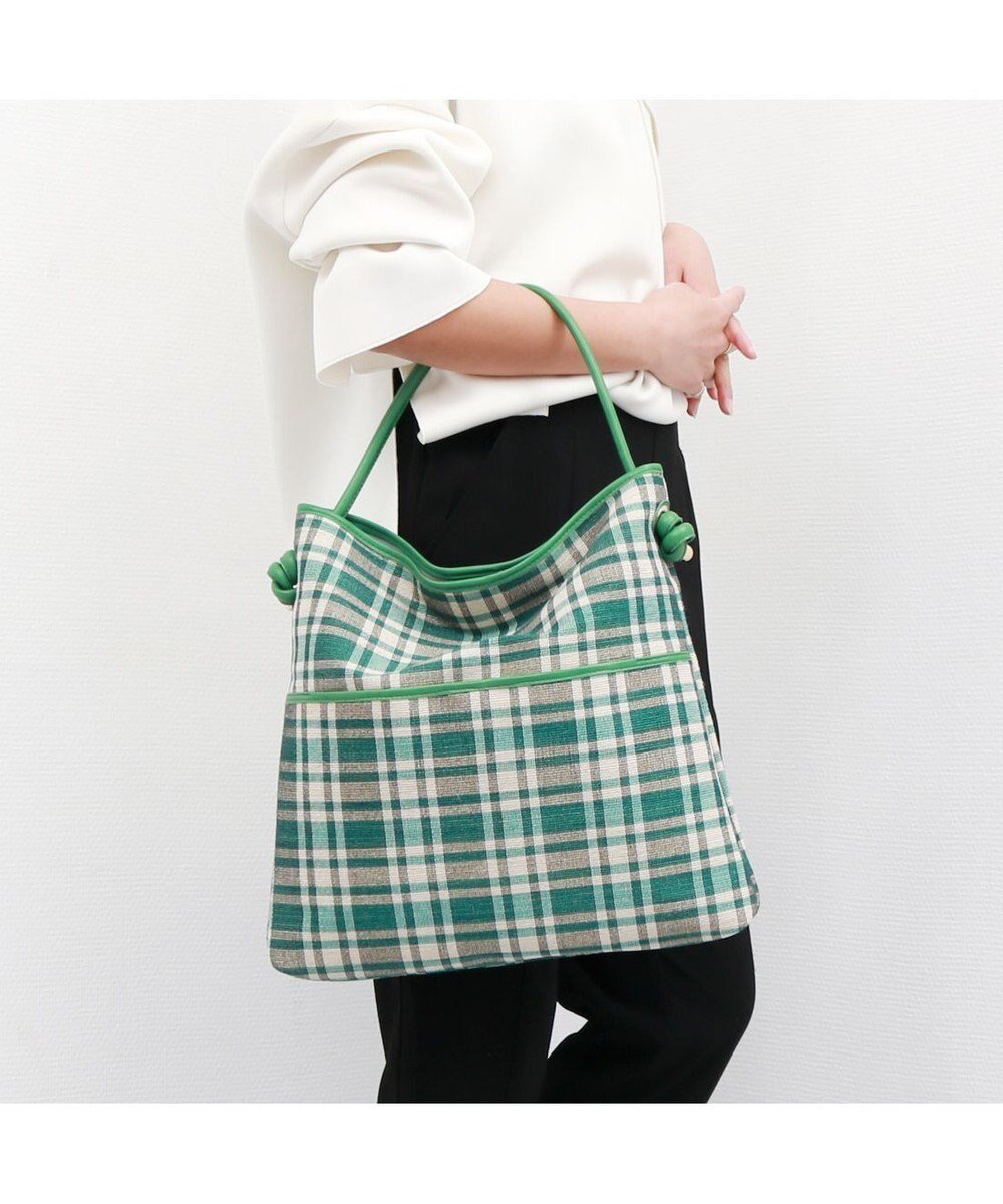 【アンビリオン/UNBILLION】のペルケ perche / 1本手チェックトートバッグ インテリア・キッズ・メンズ・レディースファッション・服の通販 founy(ファニー) 　ファッション　Fashion　レディースファッション　Fashion for Women　バッグ　Bags　おすすめ　Recommended / Our Picks　チェック　Check, Plaid, Tartan　フィット　Fit, Slim Fit　モチーフ　Motif, Design Theme　グリーン|ID: prp329100004756909 ipo3291000000034411172
