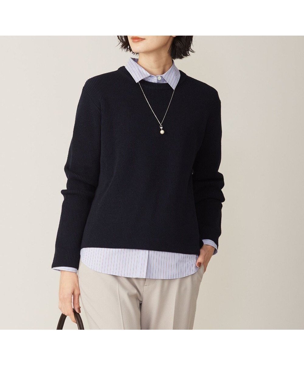 【ジェイ プレス/J.PRESS】の【WEB限定カラーあり・洗える】CLEAR COTTON BLEND サイドスリット ニット インテリア・キッズ・メンズ・レディースファッション・服の通販 founy(ファニー) ファッション Fashion レディースファッション Fashion for Women トップス・カットソー Cut & Sew Tops ニット Knit Tops & Sweaters 春 Spring 洗える Machine Washable シンプル Simple, Minimal ストライプ Stripe, Striped Pattern スリット Slit, Slit Detail セーター Sweater, Knitwear ボトム Bottoms, Lower Wear A/W・秋冬 Autumn/Winter エレガント 上品 Elegant ネイビー系|ID: prp329100004756919 ipo3291000000034411259